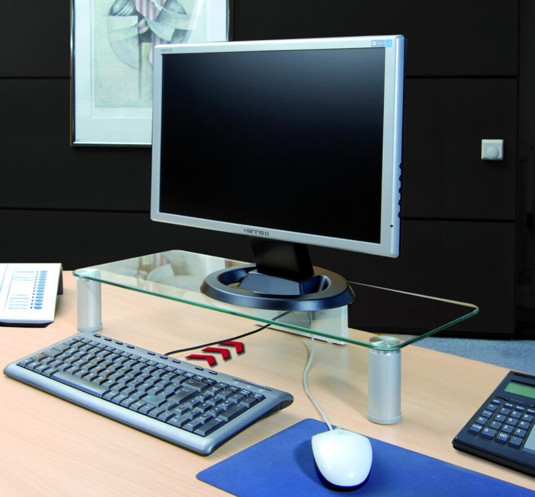 VCM TV-Regal »Alu Glas Monitorerhöhung Glas - TV Ständer Parco« 1 Stk. tlg.