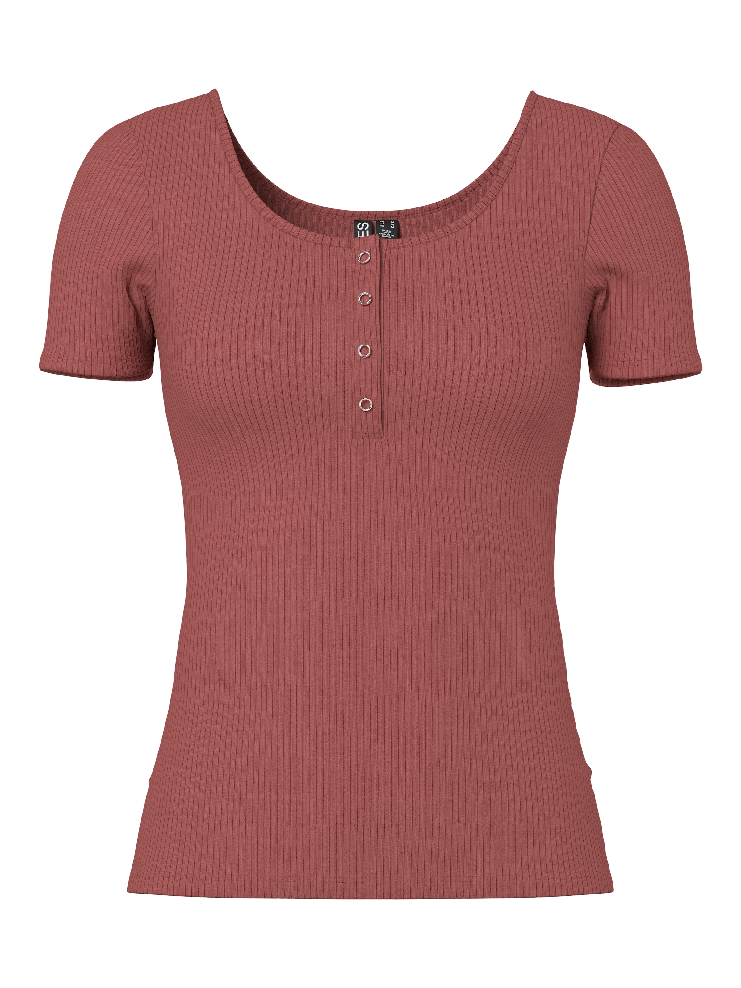pieces Kurzarmshirt »PCKITTE SS TOP NOOS BC« Baumwollmischung, slim fit
