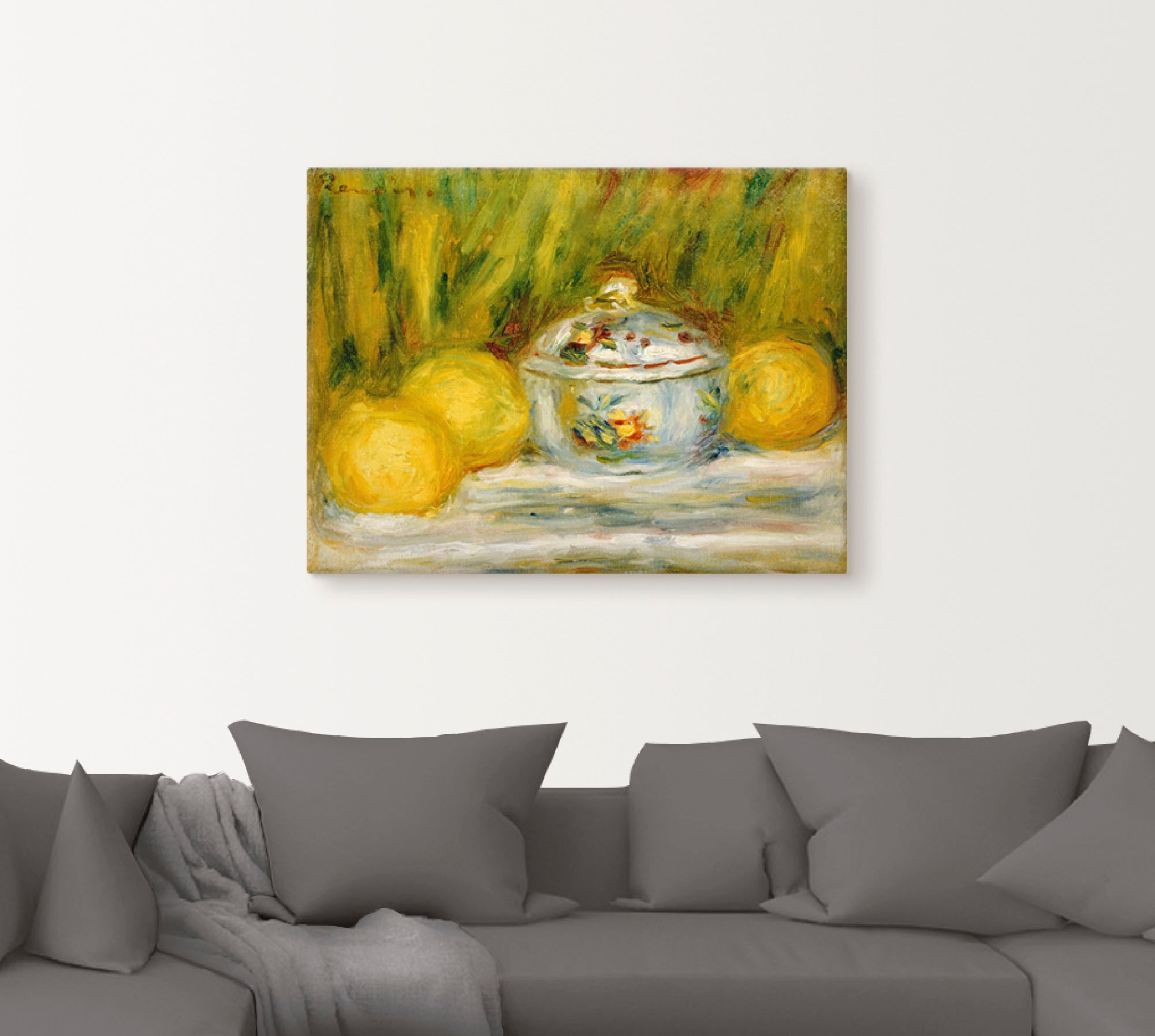 Artland Wandbild »Stillleben mit Zuckerdose und Zitronen«, Arrangements, (1 St.), als Leinwandbild, Wandaufkleber oder Poster in versch. Größen
