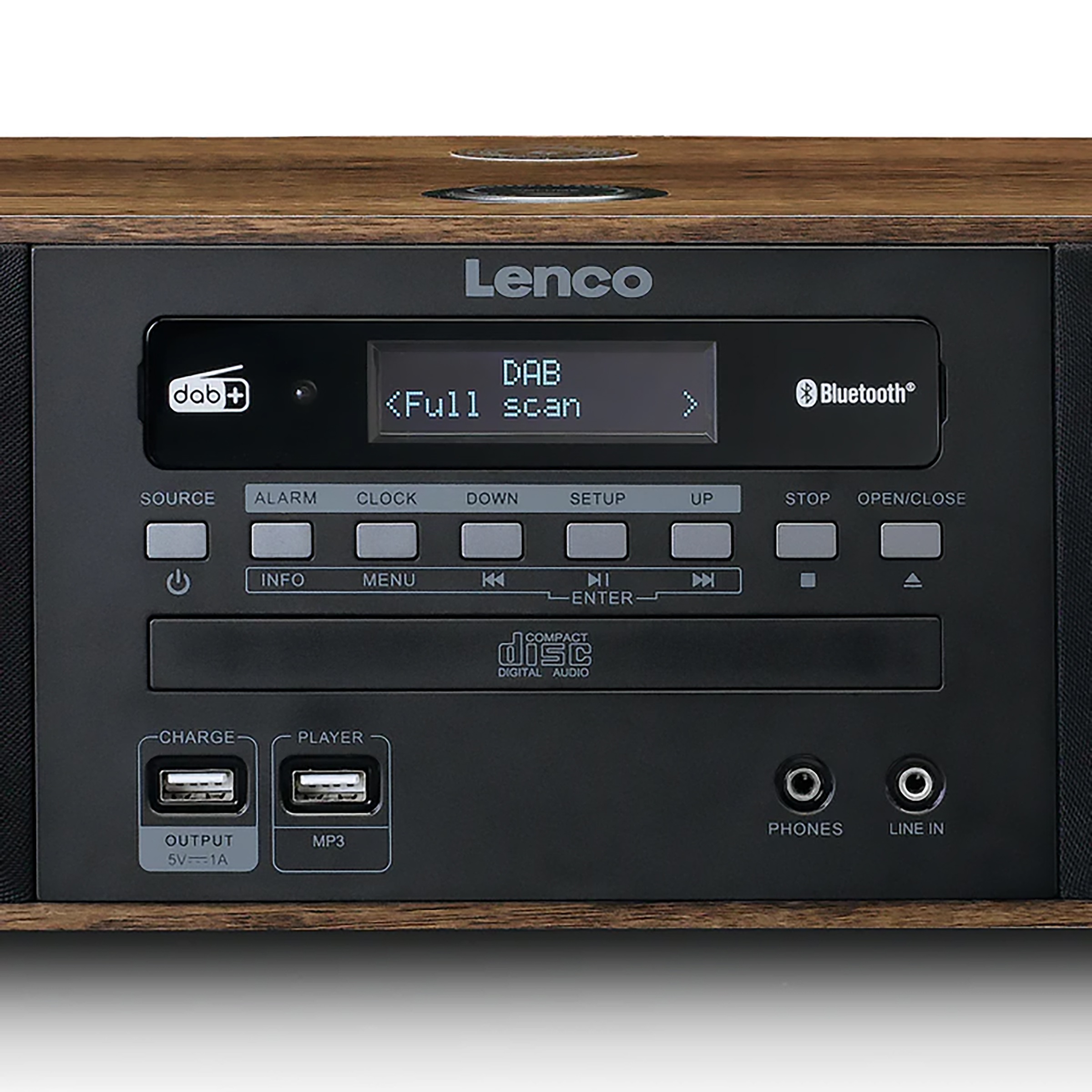 Lenco Stereoanlage »DAR-051WD« (Bluetooth Digitalradio (DAB+) | FM-Tuner 20 W) CD/USB, Bluetooth, kabelloses Laden nach Qi-Standard