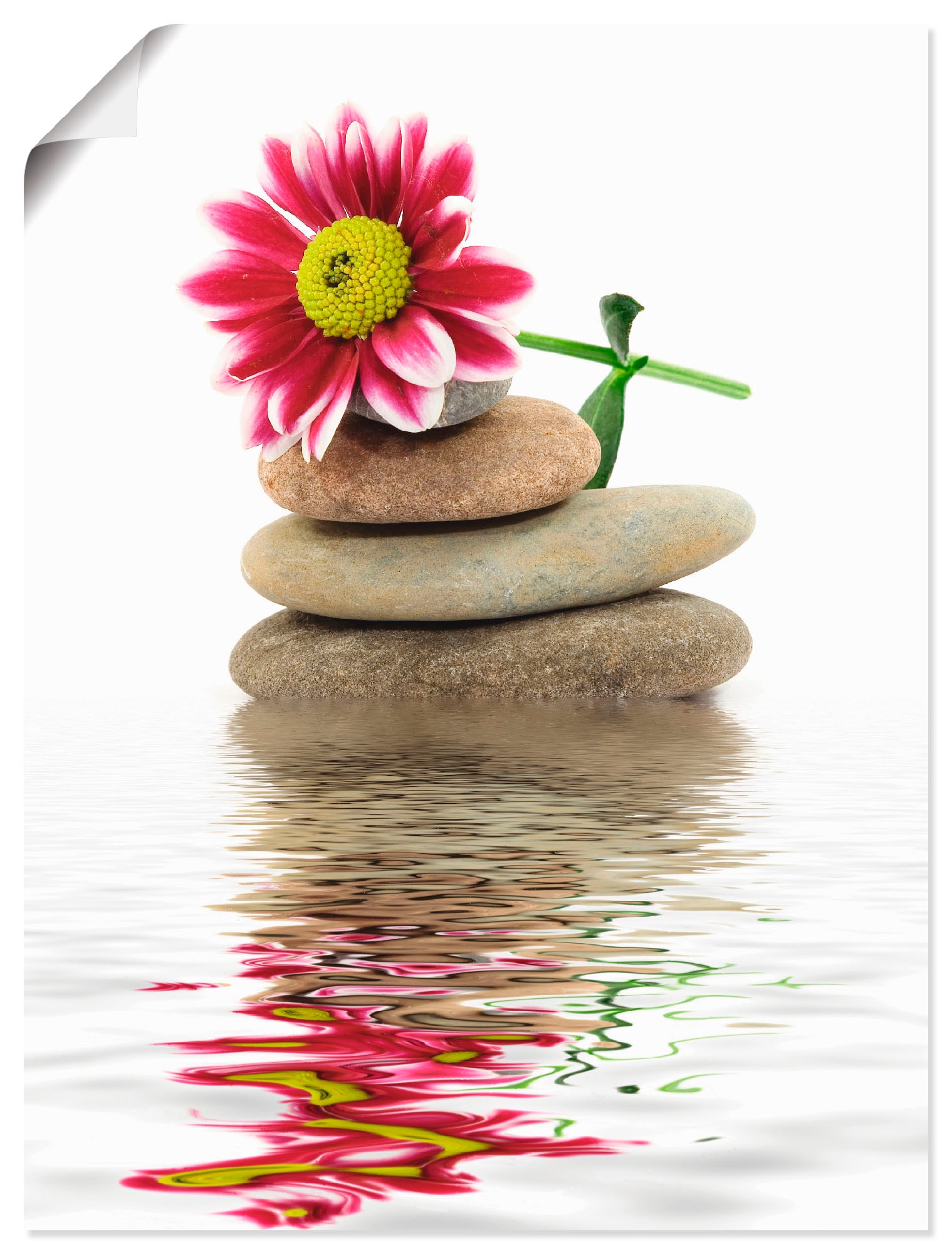 Artland Wandbild »Zen Spa Steine mit Blumen«, Zen, (1 St.), in vielen Größen & Produktarten - Alubild / Outdoorbild für den Außenbereich, Leinwandbild, Poster, Wandaufkleber / Wandtattoo auch für Badezimmer geeignet