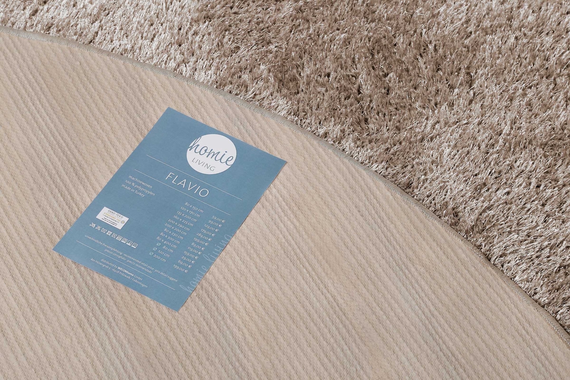 Homie Living Teppich »Flavio«, rund, 30 mm Höhe, Hochflor, gewebt, weich, uni, Wohnzimmer, Schlafzimmer, waschbar