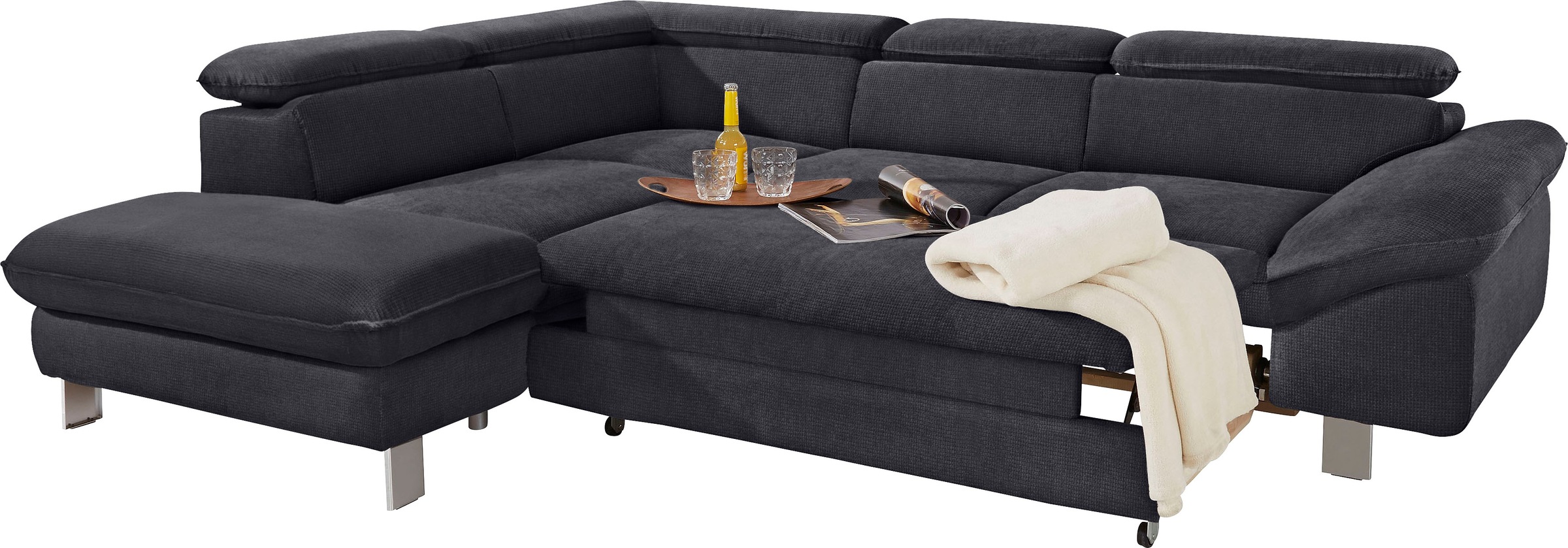 COTTA Polstergarnitur »Driver L-Form«, (Set, 2 tlg.), Set bestehend aus: Ecksofa mit Kopfteilverstellung & Hocker