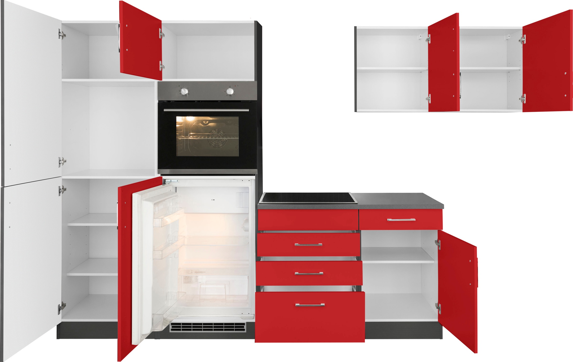 KOCHSTATION Küchenzeile »KS-Paris – Küchen mit einzigartigen Fotomotiven auf den Fronten« Stellbreite 290/220 cm, wahlweise mit E-Geräten und Induktion