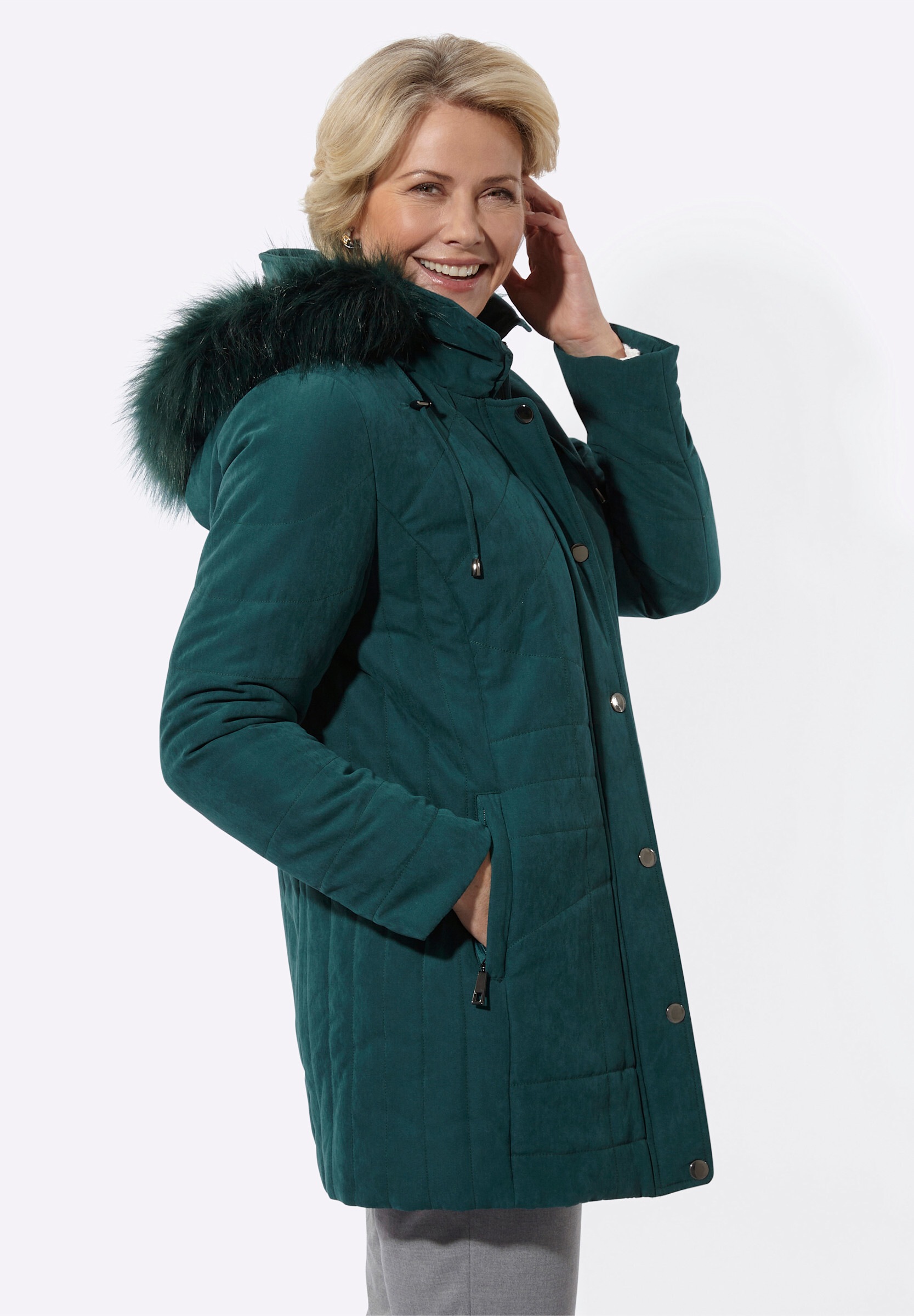 Witt Steppjacke »Kapuzenjacke Kapuzenjacke Pelz-Imitat-Besatz« Abnehmbare Kapuze