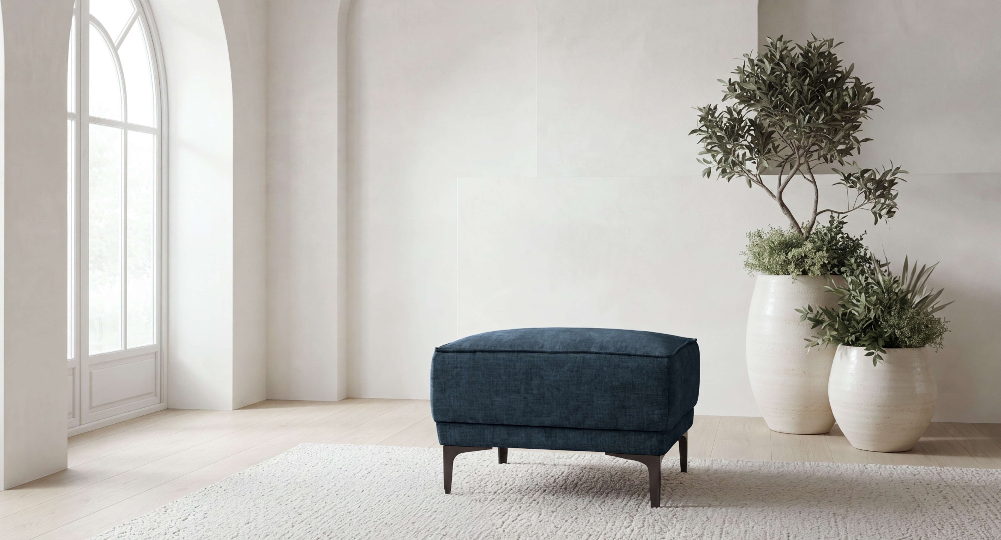 OTTO home Polsterhocker »Oland, Pouf, passend zur Serie OLAND, Chenille-Bezug« passend zur Serie OLAND