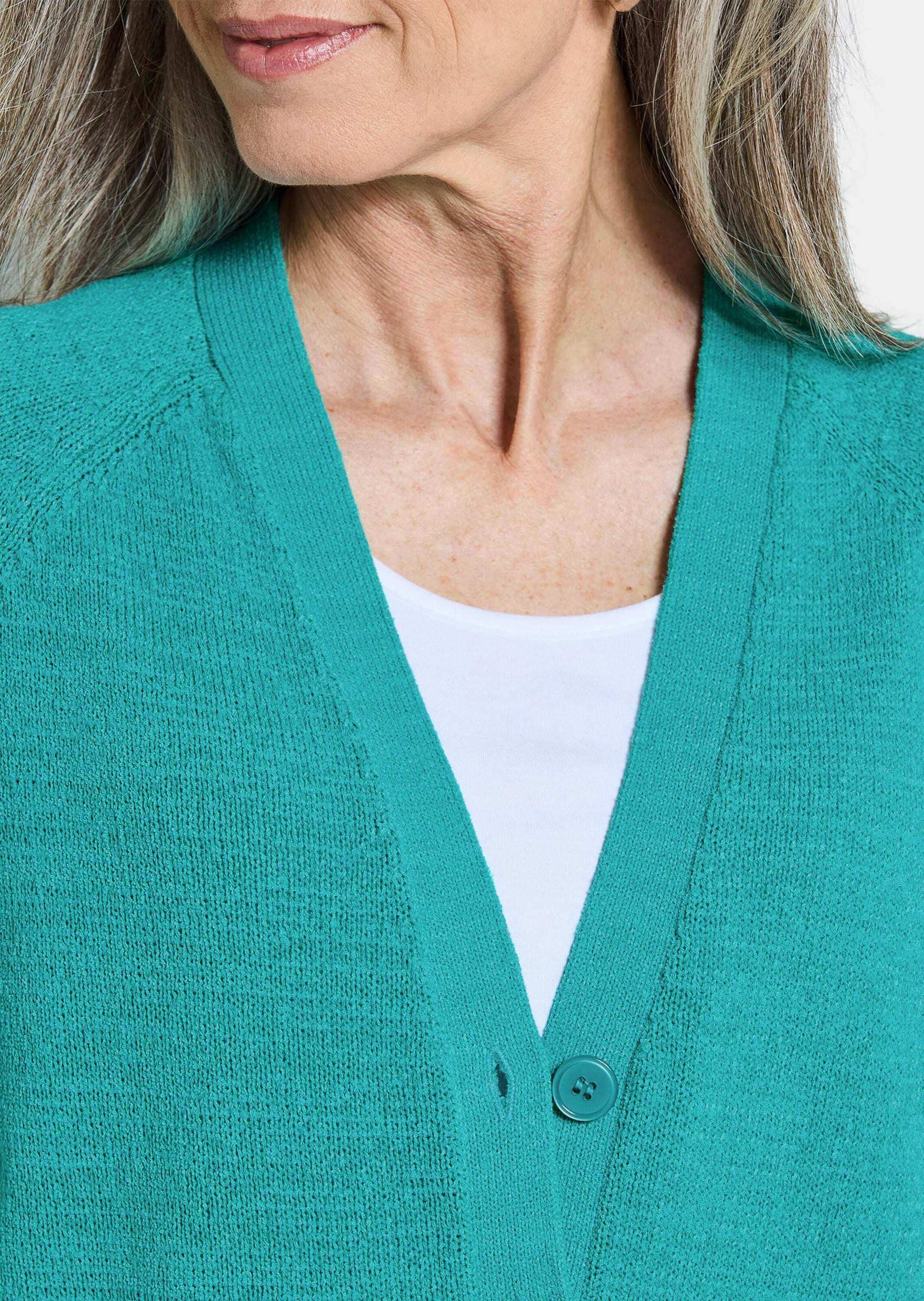 GOLDNER Strickjacke »Kurzgröße Damen Cardigan in Pink, Halbarm« Tonale Knöpfe