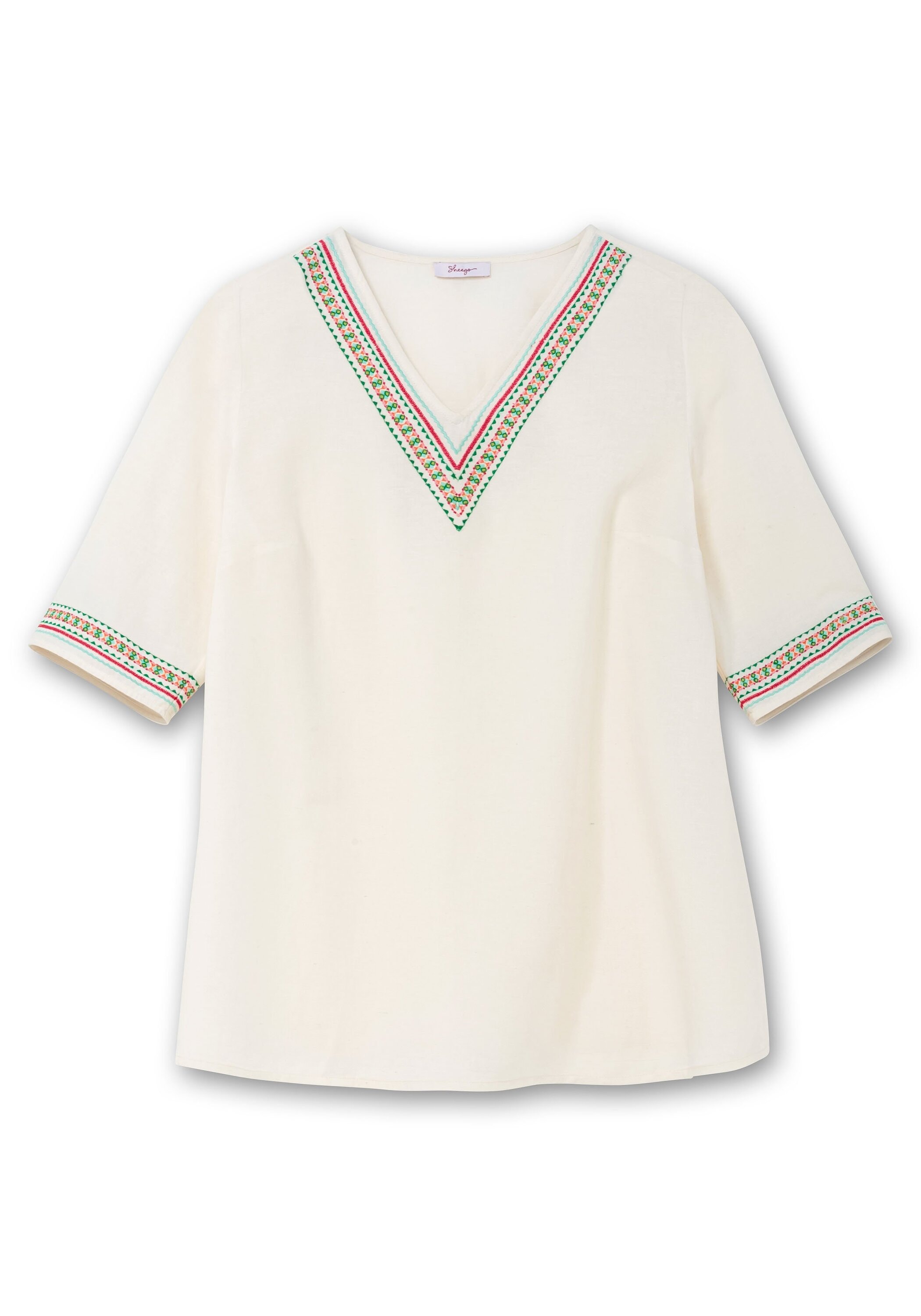 Sheego Longtunika »Tunika mit Stickereien, mit Leinenanteil«