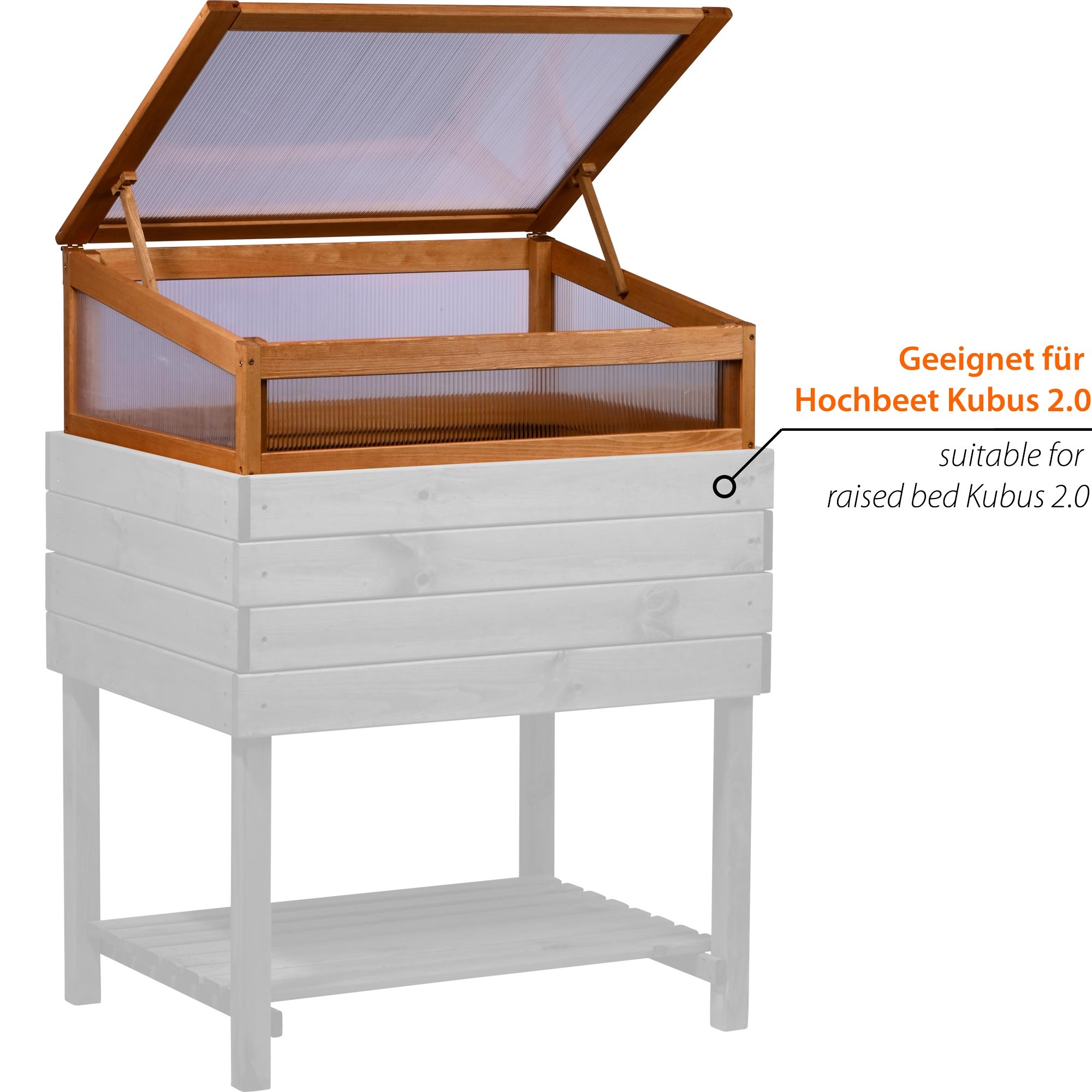 dobar Frühbeetaufsatz »Kubus 2.0, hellbraun« aus FSC®-zertifiziertem Kiefernholz und bruchfestem Polycarbonat