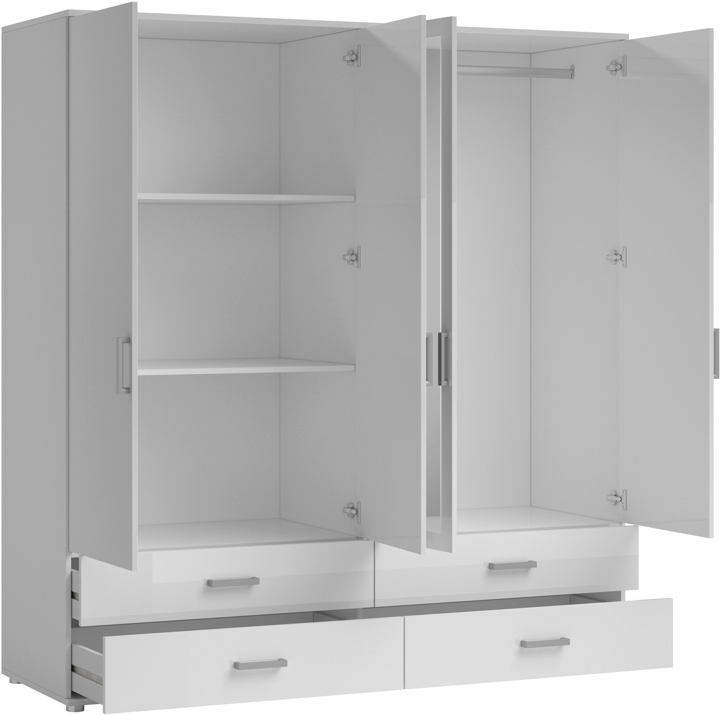 Schlafkontor Drehtürenschrank »Ivar Kleiderschrank mit Spiegel« inklusive 2 Spiegeltüren und 2 farblich abgesetzten Schubkästen