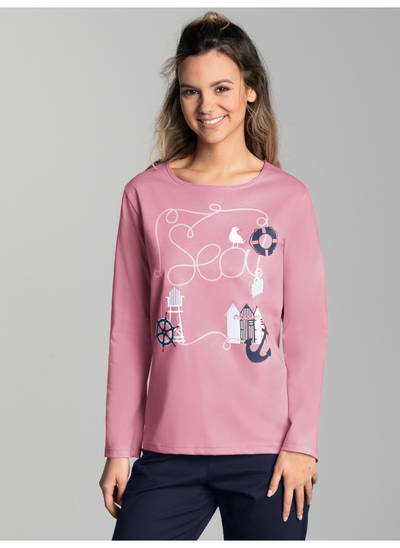 Trigema Schlafanzug »TRIGEMA Pyjama Oberteil mit maritimem Printmotiv«, (1 tlg.)