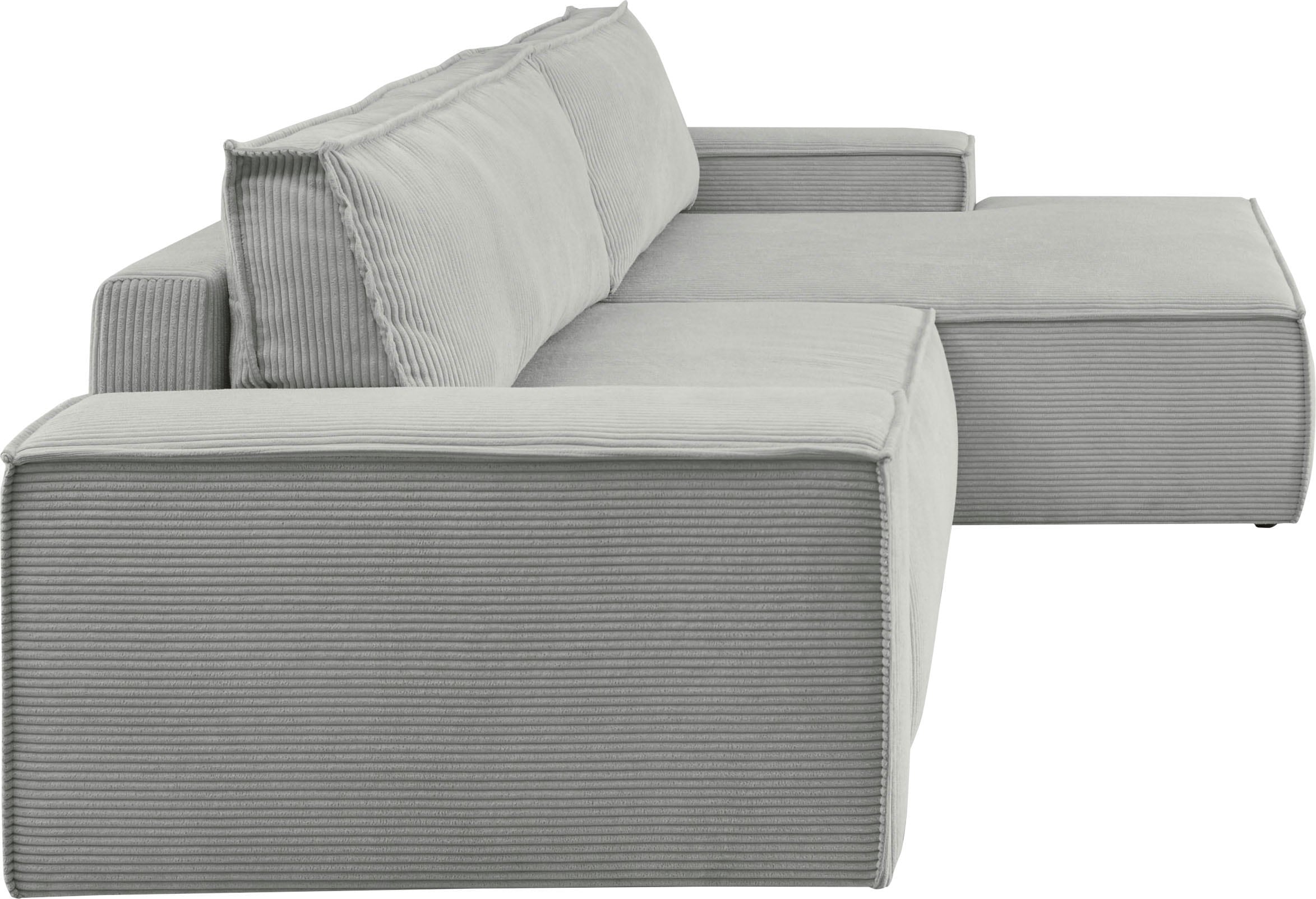 Home affaire Ecksofa SHERWOOD Schlafsofa 267 cm, L-Form, Schlaffunktion mit Bettkasten (210x136 cm), Cord, Vintage, Samtvelours