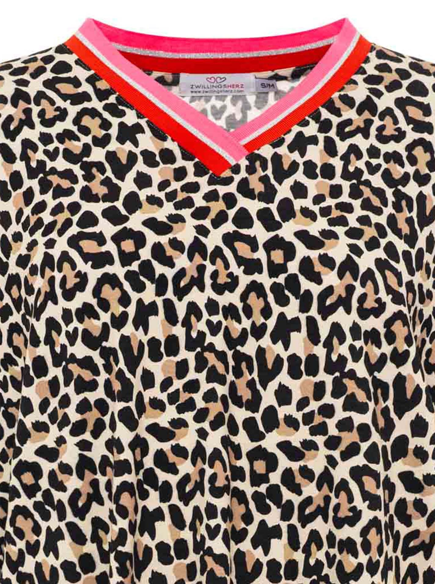 Zwillingsherz Blusenshirt »"Leo"« Leichtes Material, gestreifte Bündchen, Leomuster, V-Neck