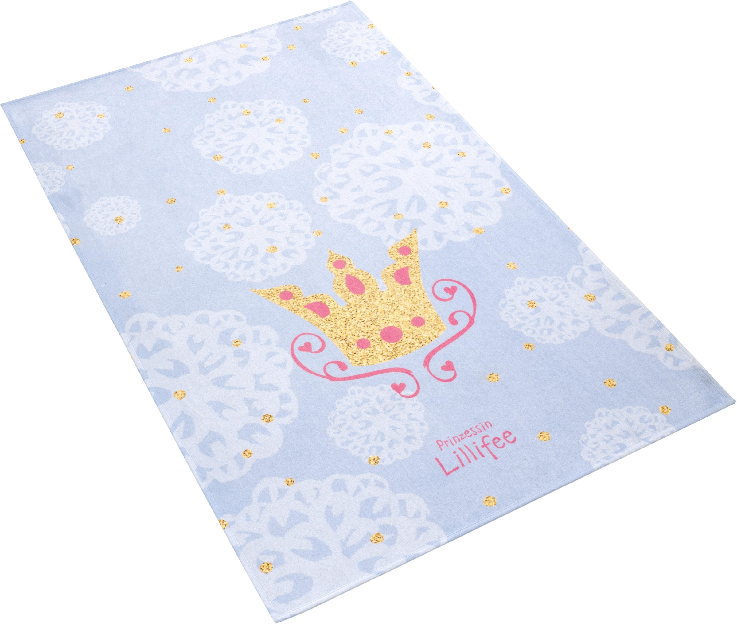 Prinzessin Lillifee Kinderteppich »LI-114«, rechteckig, bedruckter Stoff, Motiv Krone, weiche Microfaser, Kinderzimmer