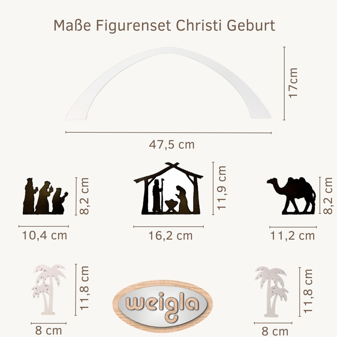 Weigla Dekofigur »Figurenset "Christi Geburt" für WEIGLA Dekosockel, aus Holz« Erzgebirge garantiert, Weihnachtsdeko innen