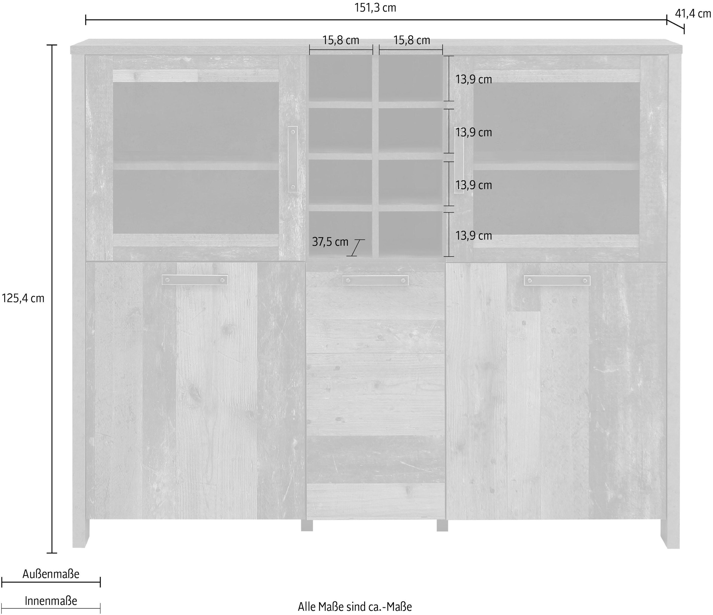 FORTE Highboard, Breite 151 cm