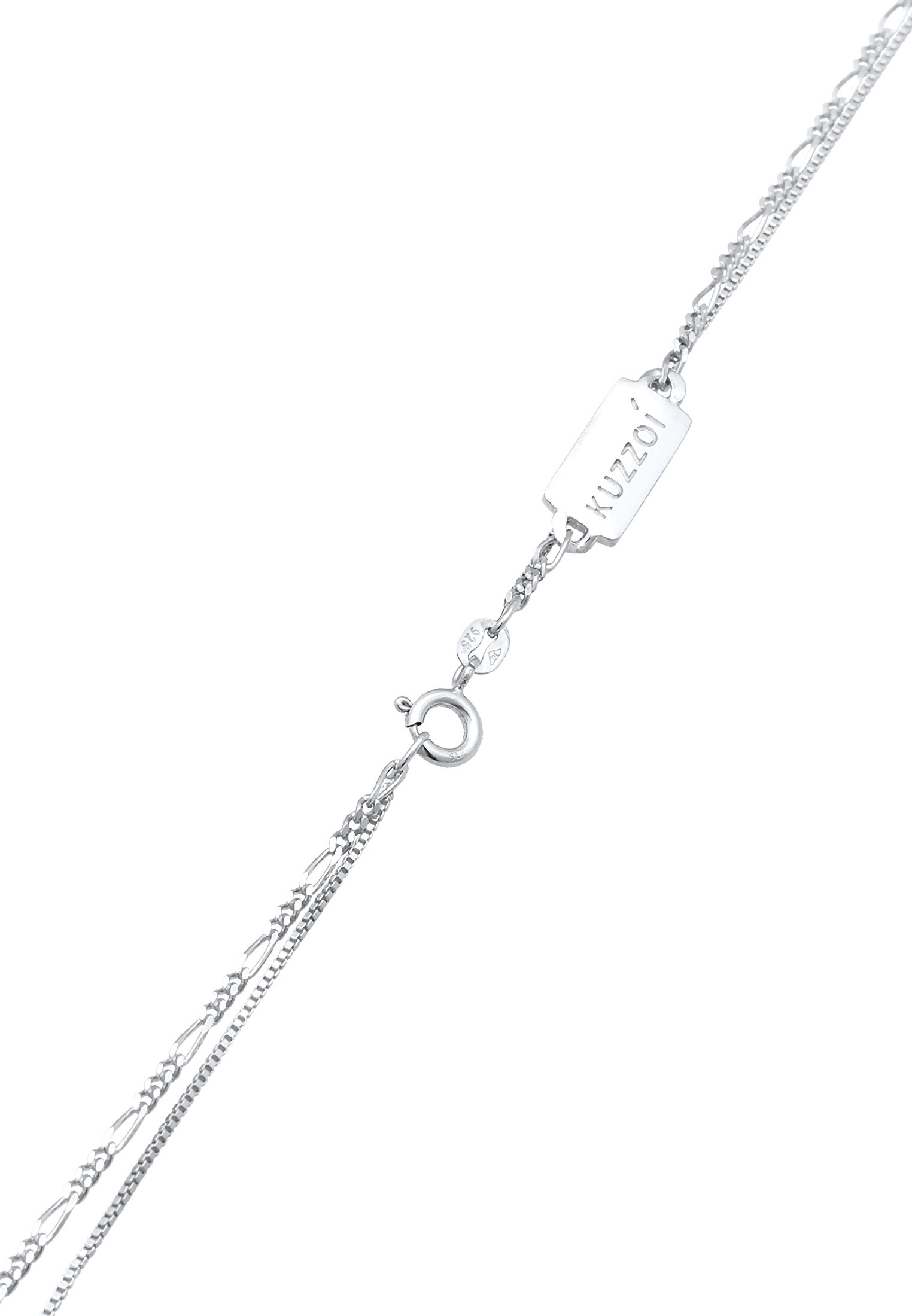 Kuzzoi Kette mit Anhänger »Halskette Herren Layer Figaro Venezianer Platte 925 Silber«