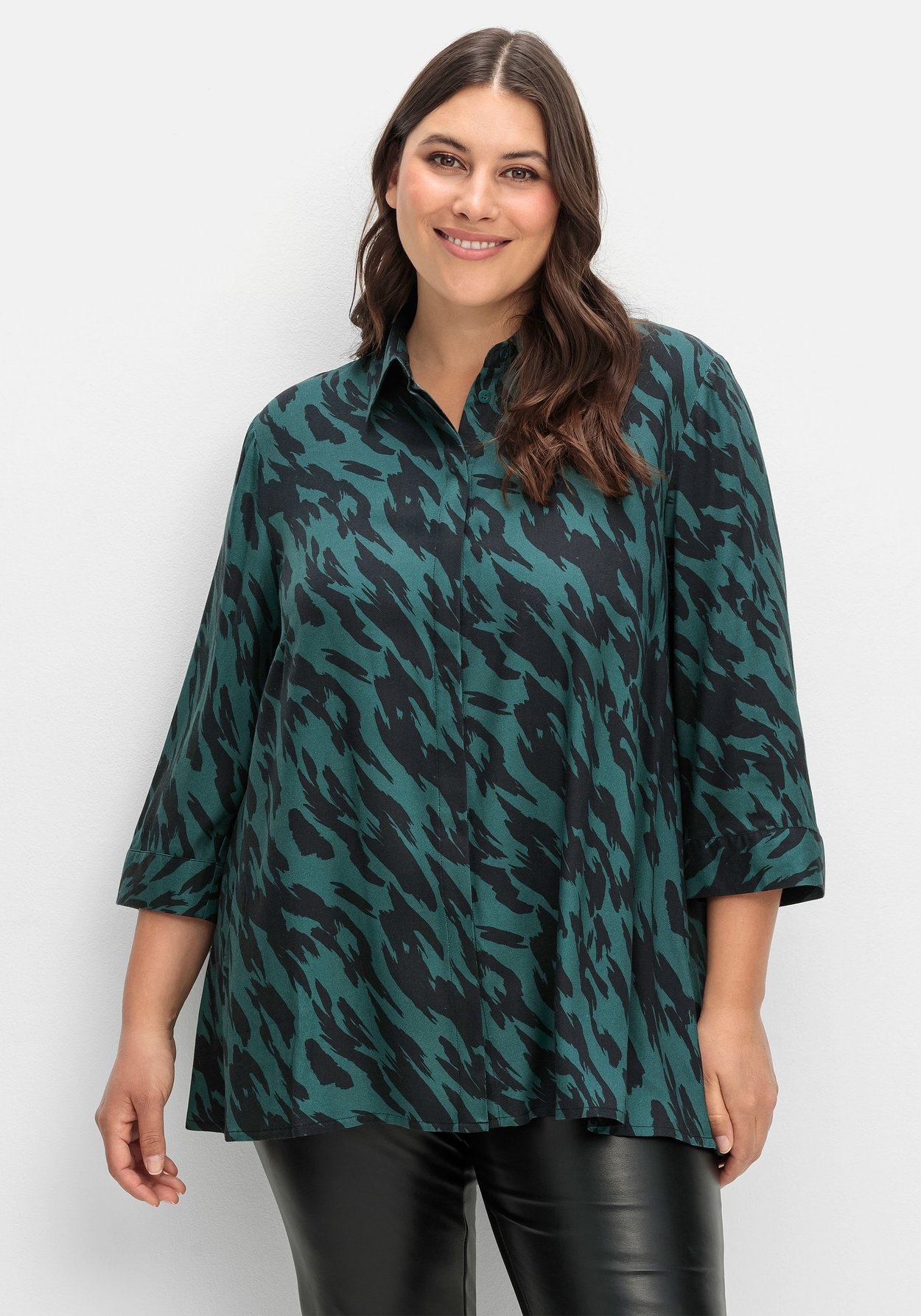 Longbluse »Bedruckte Bluse in schwingender A-Linie«, in schwingender A-Linie