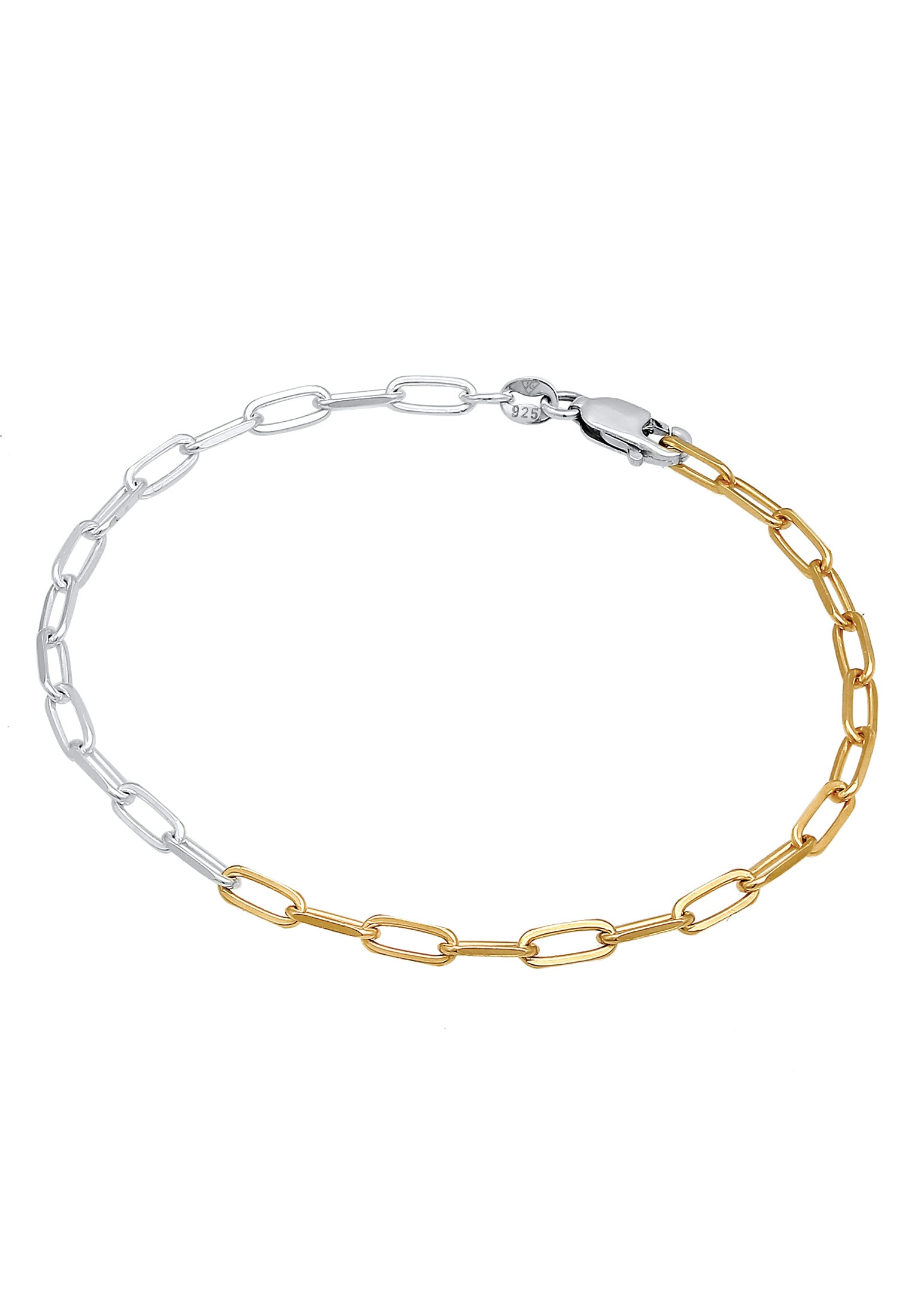 Elli Armkette »Armband Glieder Oval Grob Basic Bi-Color Optik 925 Silber«