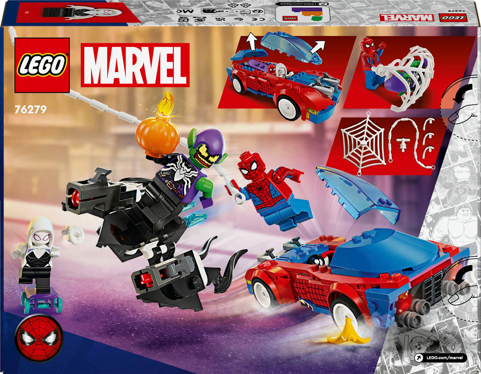 LEGO® Konstruktionsspielsteine »Spider-Mans Rennauto & Venom Green Goblin (76279), LEGO Super Heroes«, (227 St.), Made in Europe