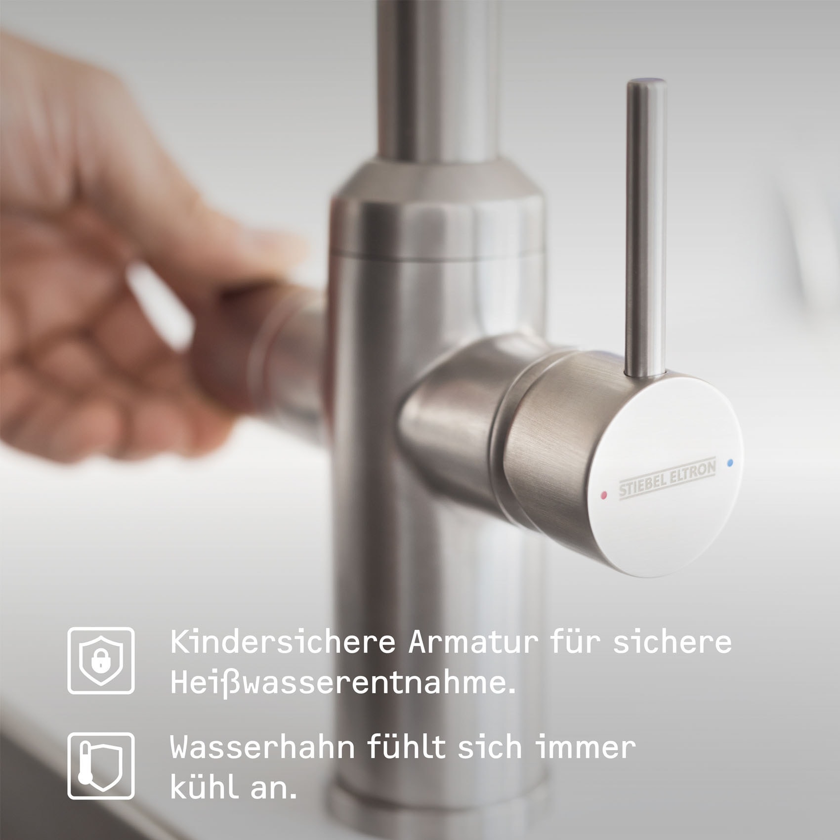 STIEBEL ELTRON Untertisch-Trinkwassersystem »Kochendwassergerät HOT 2.6 N Premium + 3in1 b gebürstet« Set mit Heißwassergerät und speziellem Wasserhahn für die Küche