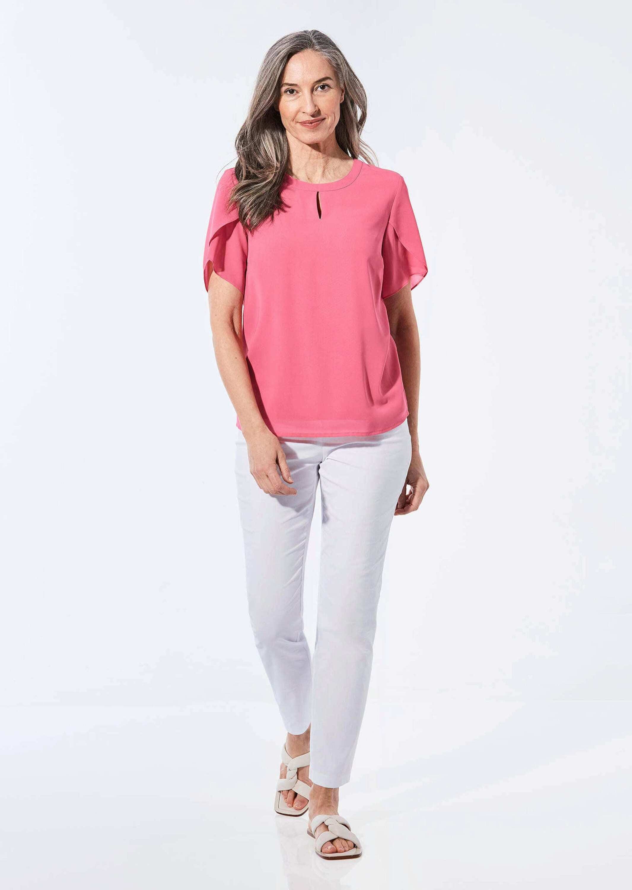 GOLDNER Kurzarmbluse »Kurzgröße Bluse mit aufregender Ärmellösung« Ohne