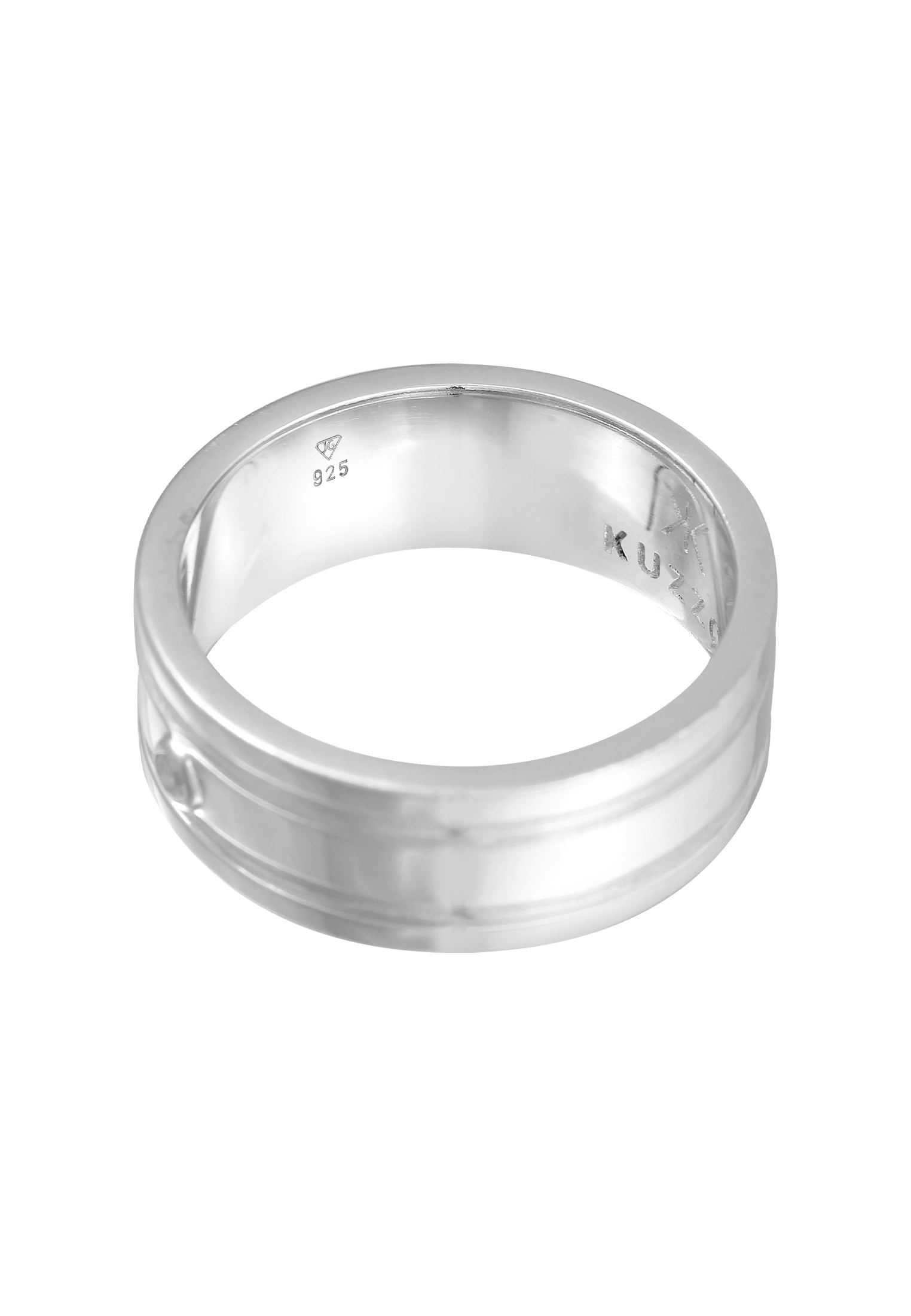 Kuzzoi Silberring »Ring Herren Bandring Massiv Diamant 925 Silber«