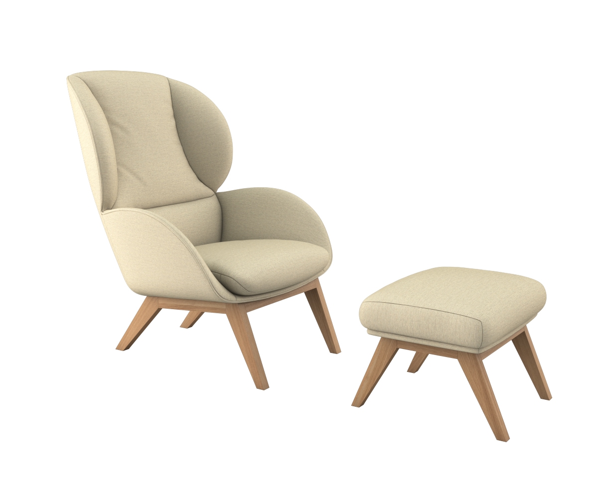 FLEXLUX Ohrensessel »Adria« Stil & Komfort, organische Form, Fuß Eiche