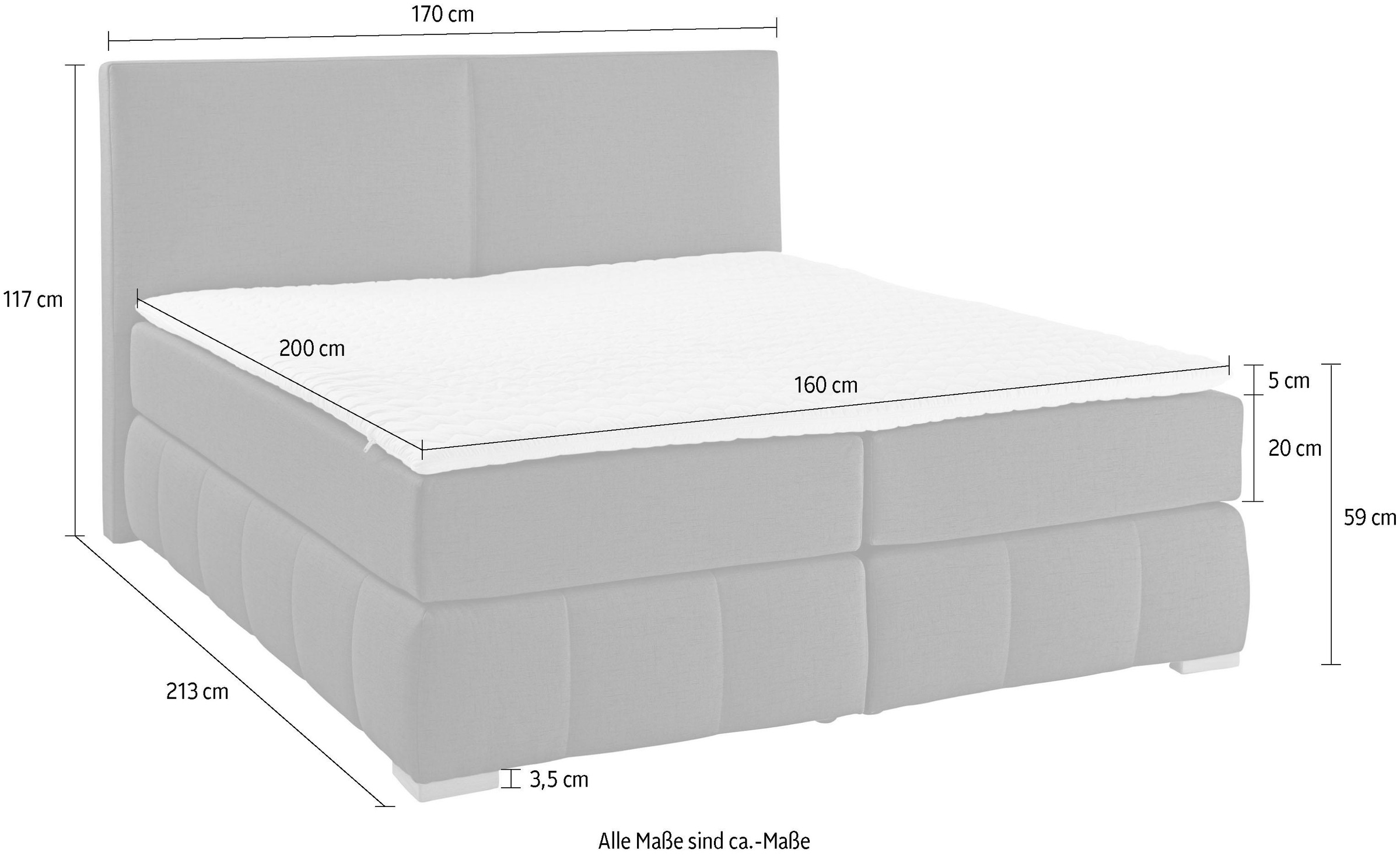 Home affaire Boxspringbett »Wehma«, inkl. Topper in 3 verschiedenen Matratzen, auch in Samtstoff