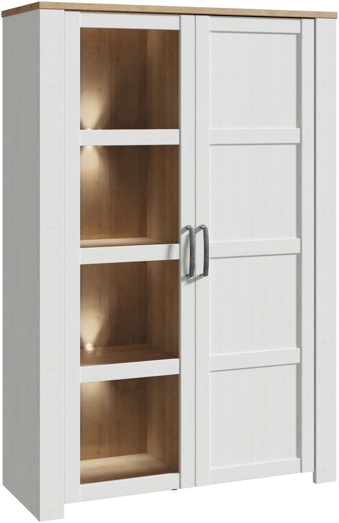 FORTE Highboard »Bohol, Vitrine mit Glastüre, viel Stauraum« B/H/T 106,4/160,6/42 cm Beleuchtung optional bestellbar