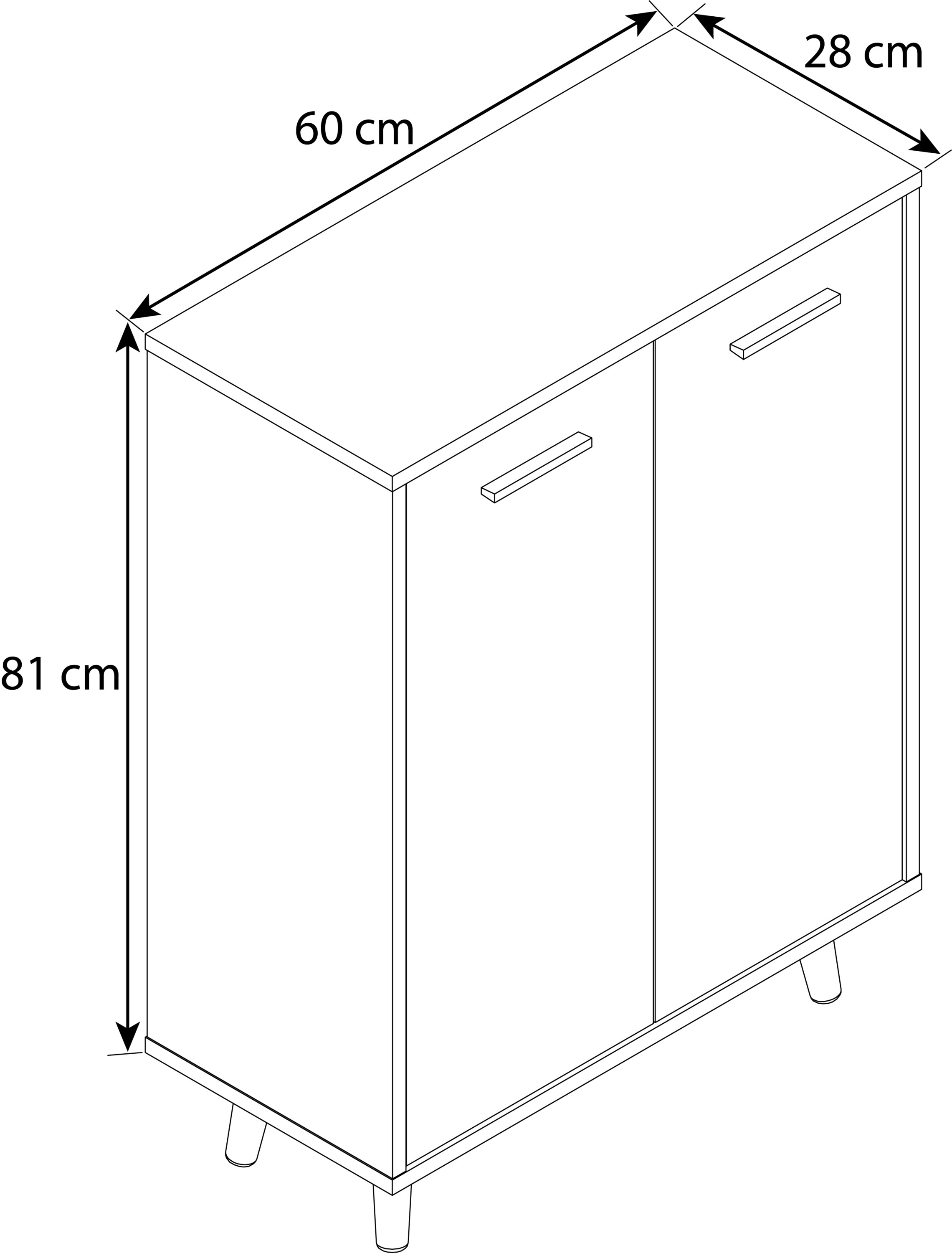 VCM Kommode »VCM Holz Kommode | Sideboard mit 2 Drehtüren | Maße ca. H. 81 x B. 60 x T. 28 cm - Lindas«, (VCM Lindas)