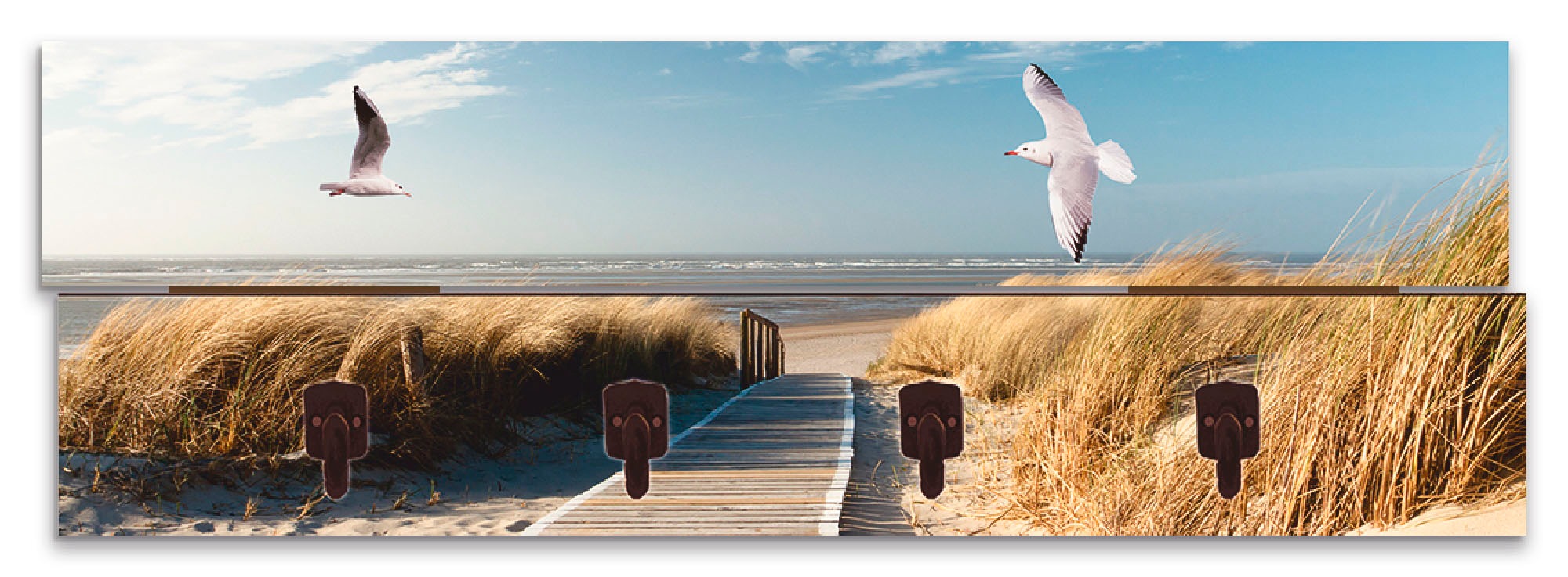 Artland Garderobenleiste »Nordseestrand auf Langeoog mit Möwen«, teilmontiert