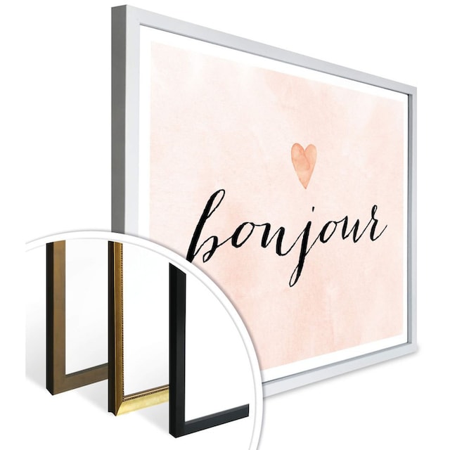 Wall-Art Poster »Bonjour«, Schriftzug, (1 St.), Poster, Wandbild, Bild,  Wandposter im OTTO Online Shop