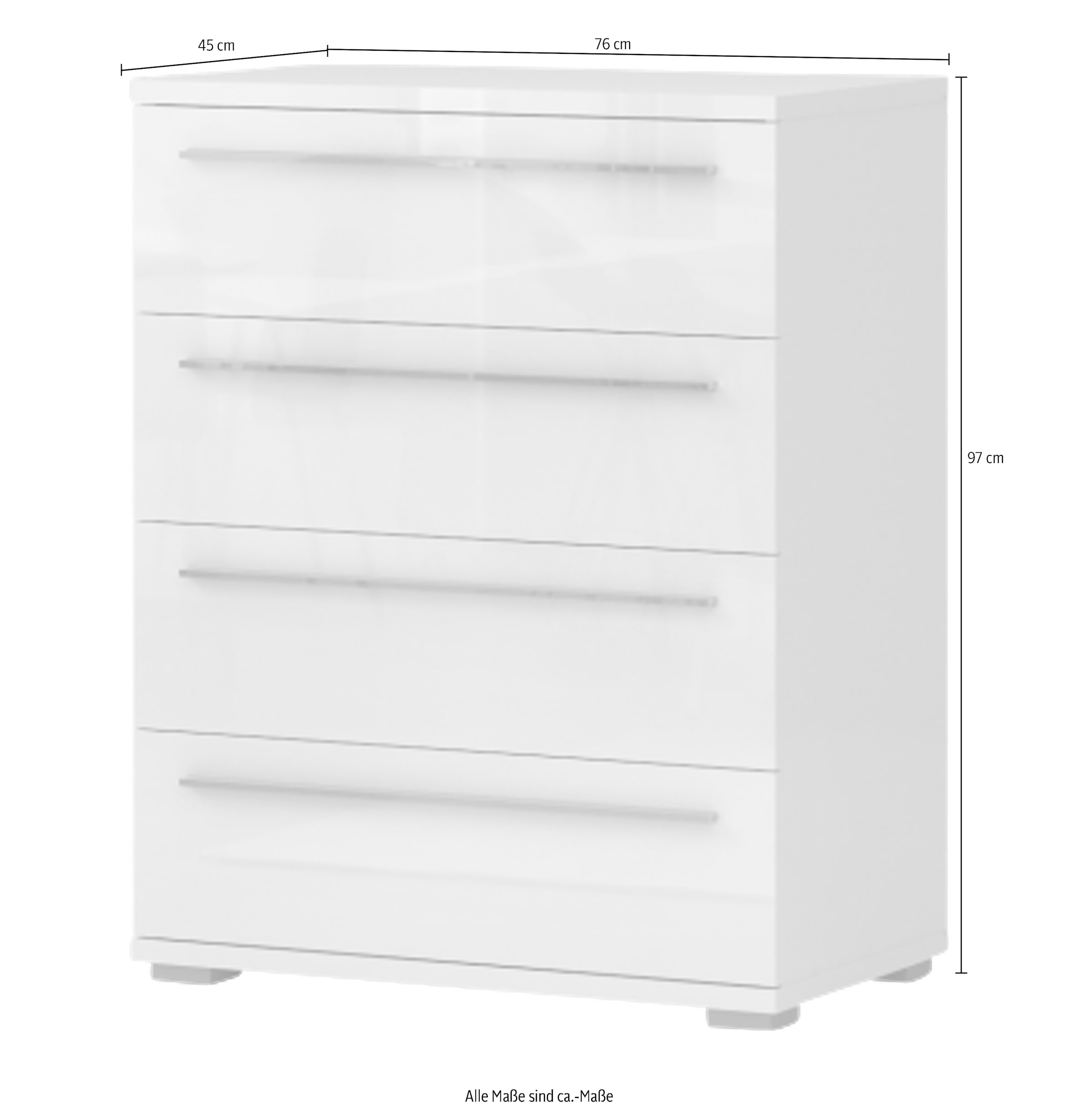 Places of Style Schubkastenkommode »Piano, mit 4 oder 5 Schubladen, FSC-zertifizierter Holzwerkstoff«, UV lackiert hochglänzend,Soft-Close Funktion, in 2 Breiten und 2 Höhen