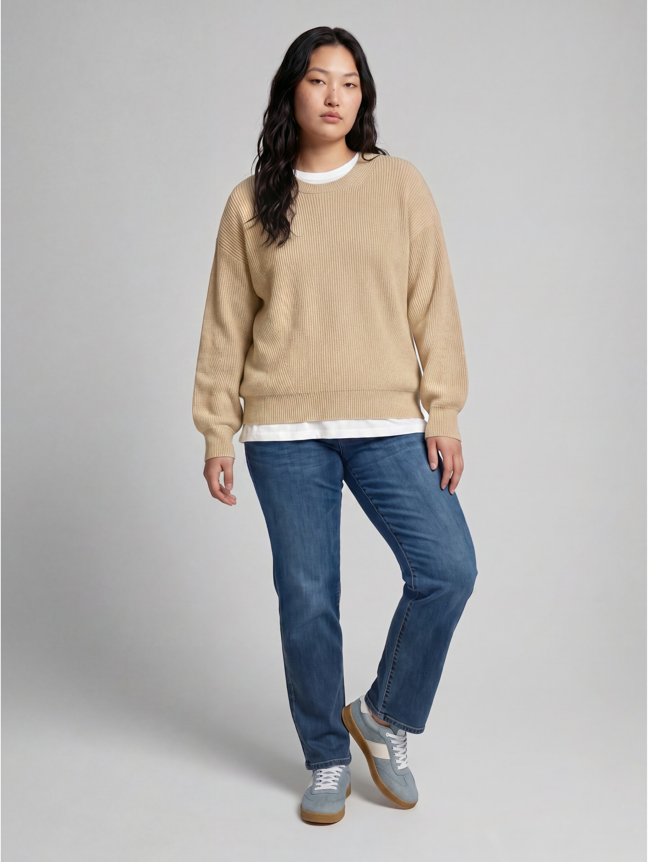 TOM TAILOR PLUS Strickpullover Langarmpullover mit Rundhals / Viskosemix