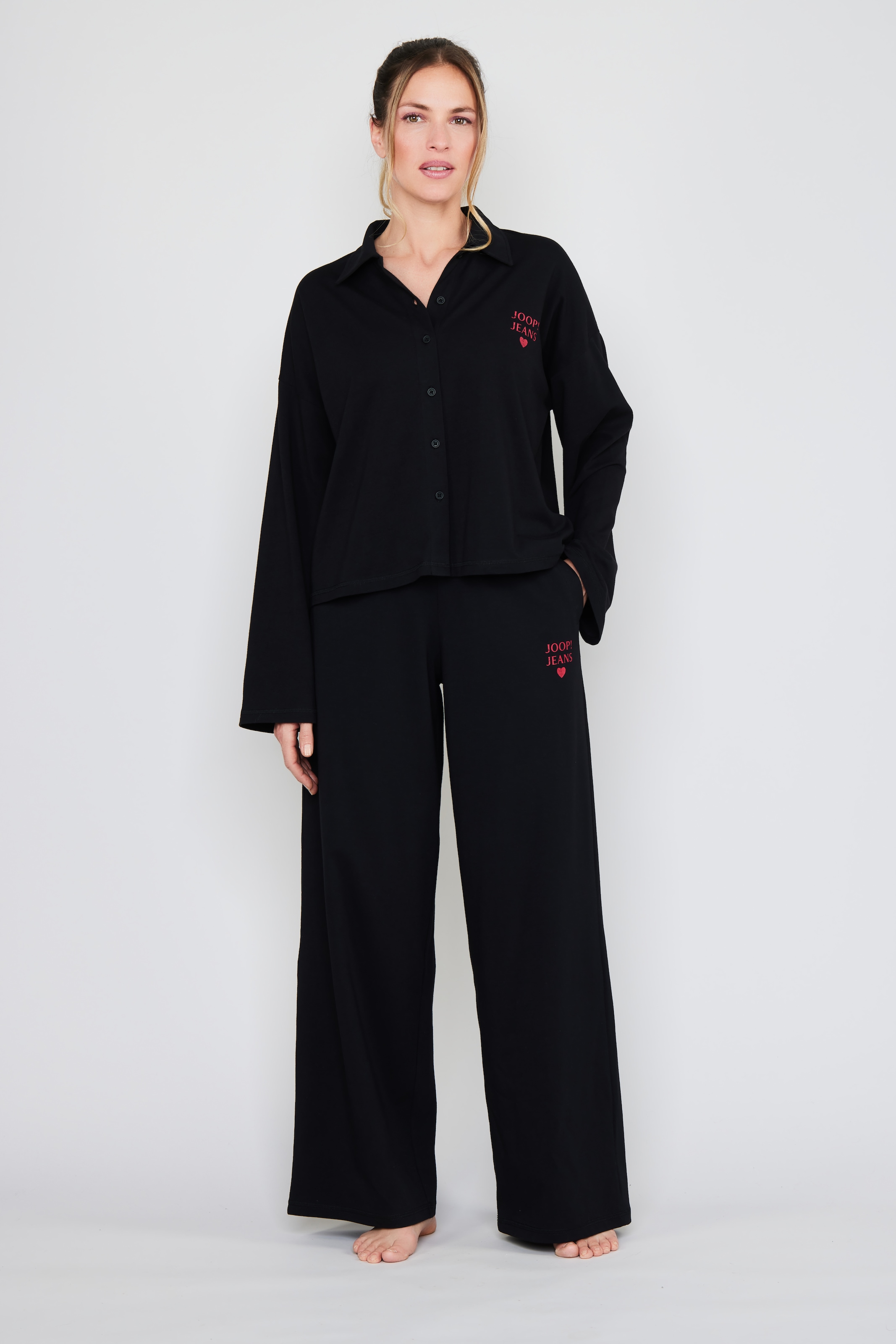 JOOP! Jeans Pyjamahose »After Dark (JOOP! Jeans)«, elastischer Bund, Cotton-Mix, weites Bein, Logo-Print, Taschen