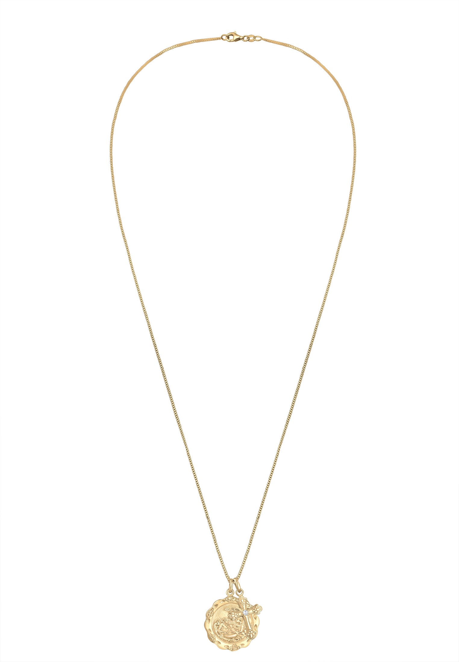 Elli Lange Kette »Halskette Antik Vintage Kreuz Zirkonia 925 Sterling Silber vergoldet«