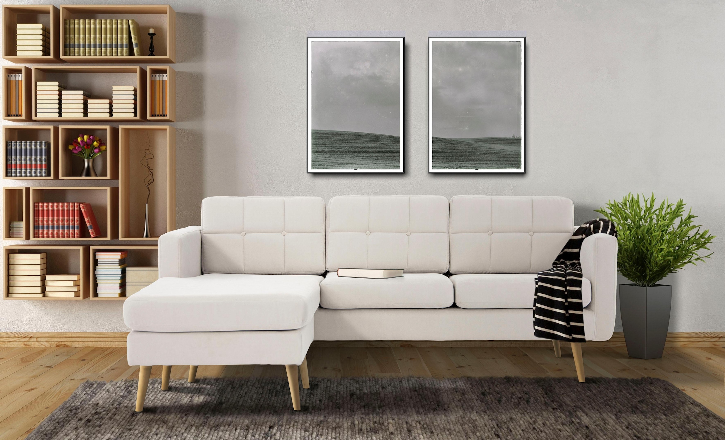 Home affaire Ecksofa »Brest L-Form«, mit Knopfheftung und Steppung im Rücken, geradliniges Design