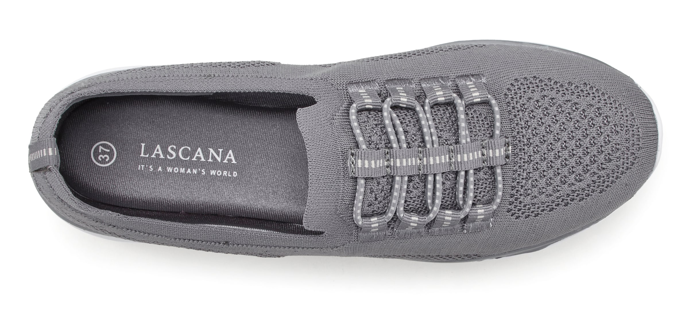 LASCANA Sneaker »Slipper, Halbschuh, leichtes Meshmaterial«, zum Reinschlüpfen mit elastischen Schnürbändern VEGAN