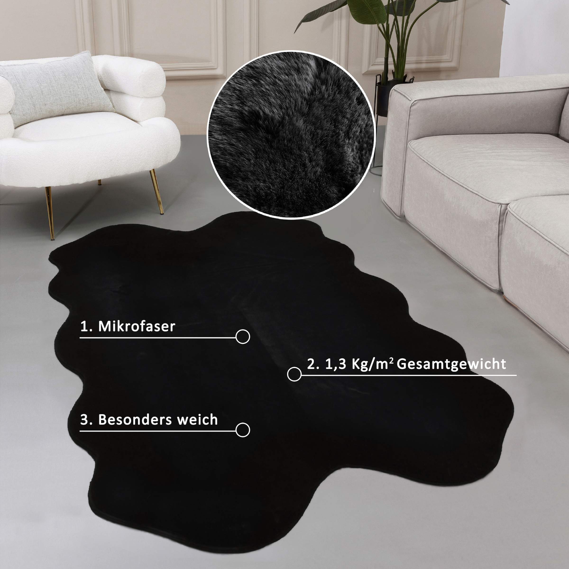 Leonique Fellteppich »Balu«, 20 mm Höhe, Kunstfell in Kaninchenfell Haptik, fußbodenheizungsgeeignet, pflegeleicht, ideale Teppiche für Wohnzimmer, Schlafzimmer, Esszimmer, Arbeitszimmer