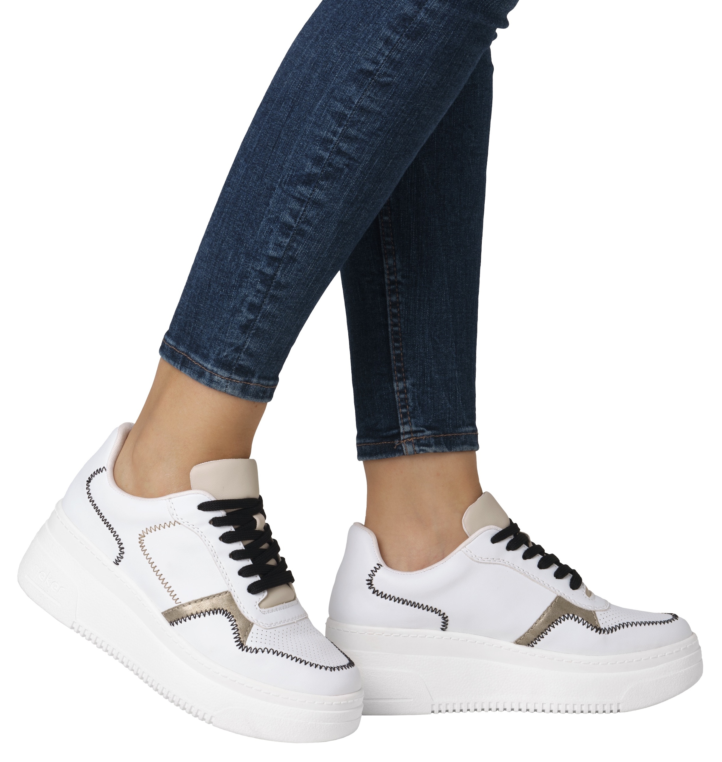 Rieker Plateausneaker, Keilsneaker, Schnürschuh, Halbschuh mit modischen Kontrastdetails