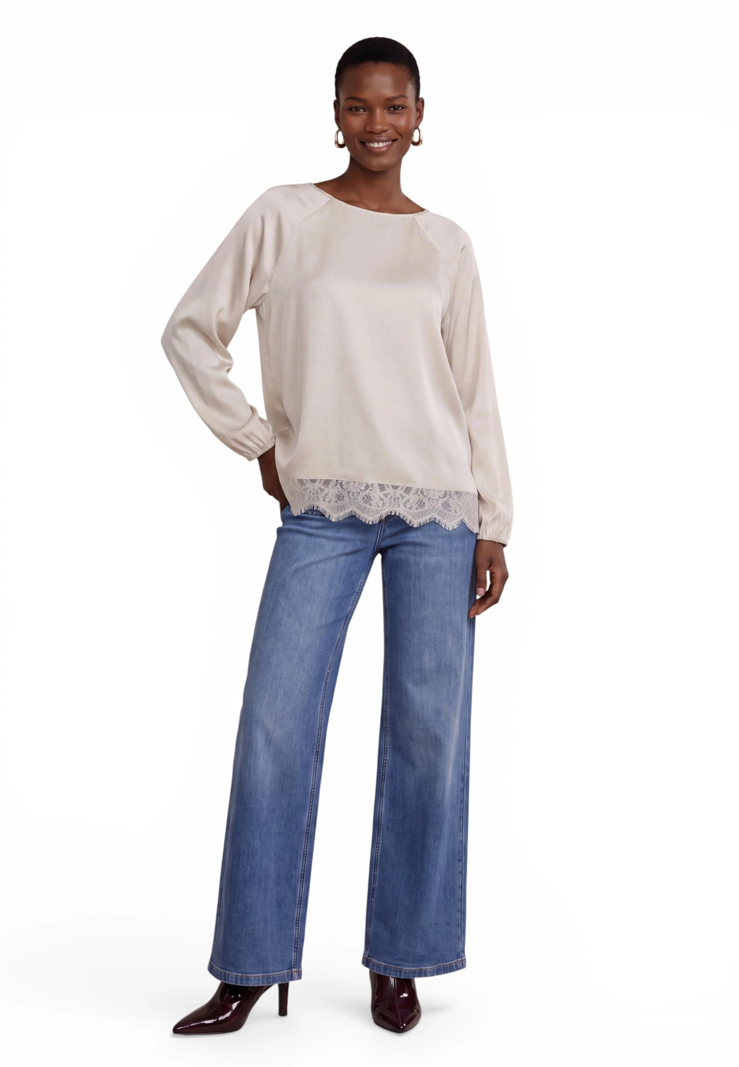 Zero Satinbluse »Satin-Bluse mit Tunnelzug«