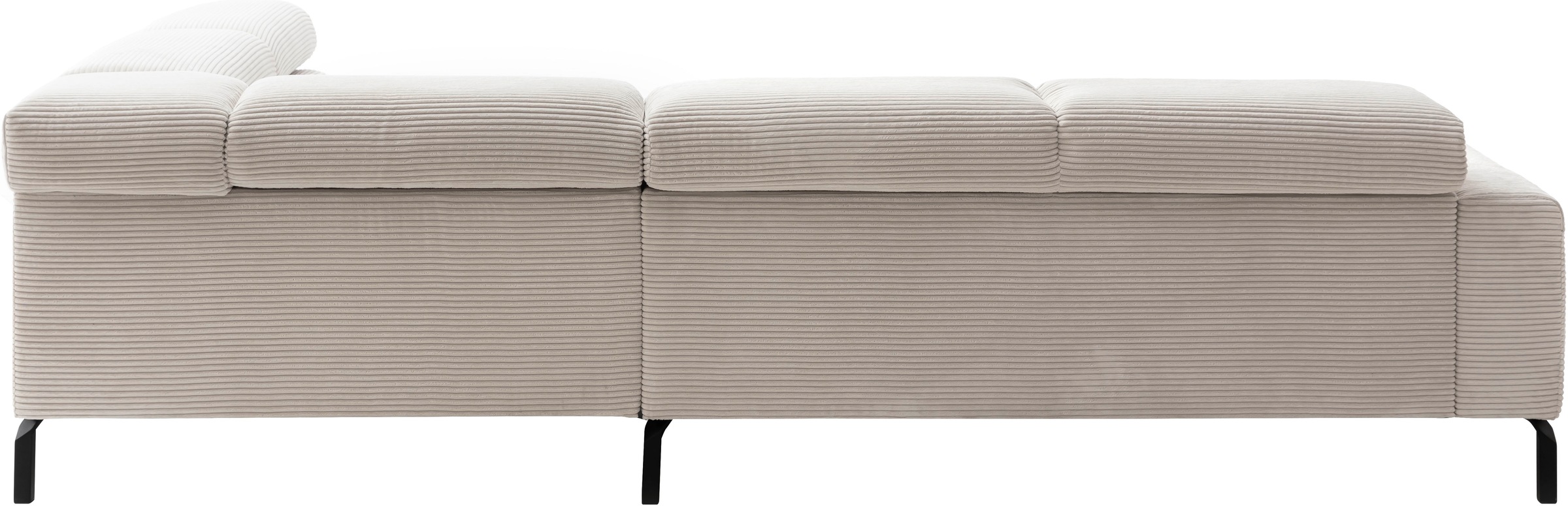 Places of Style Ecksofa »Antonelli, L-Form, inkl. Kopfteilverstellung, Breite 276 cm«, mit elektrischer Sitztiefenverstellung, in Cord, weiß
