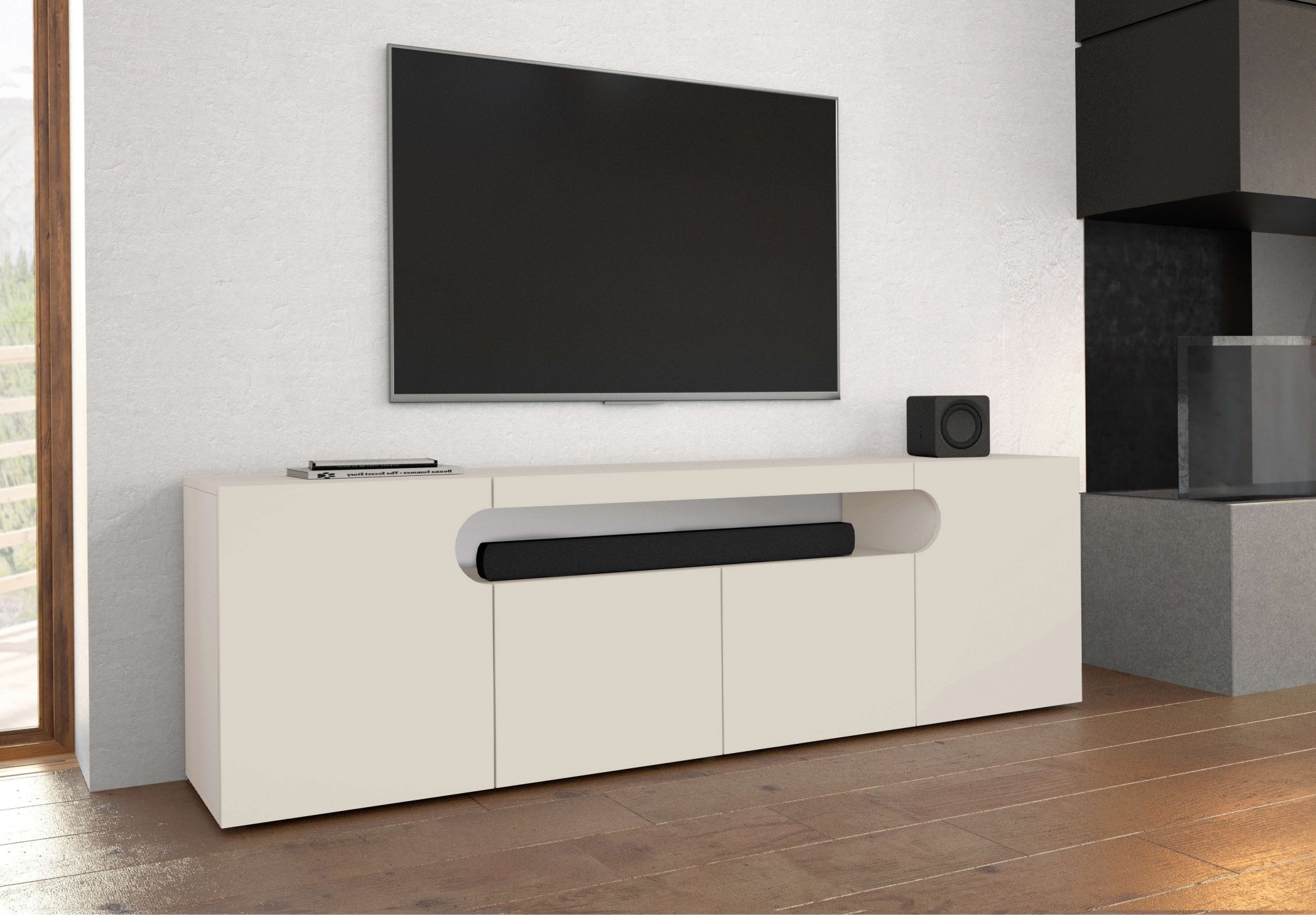 OTTO home Lowboard »REAL,Lowboard,TV-Kommode,TV-Möbel,TV-Bank« 1 Stk. tlg. Mit 4 Türen, davon 2 abgerundet, die ein ovales offenes Fach bilden