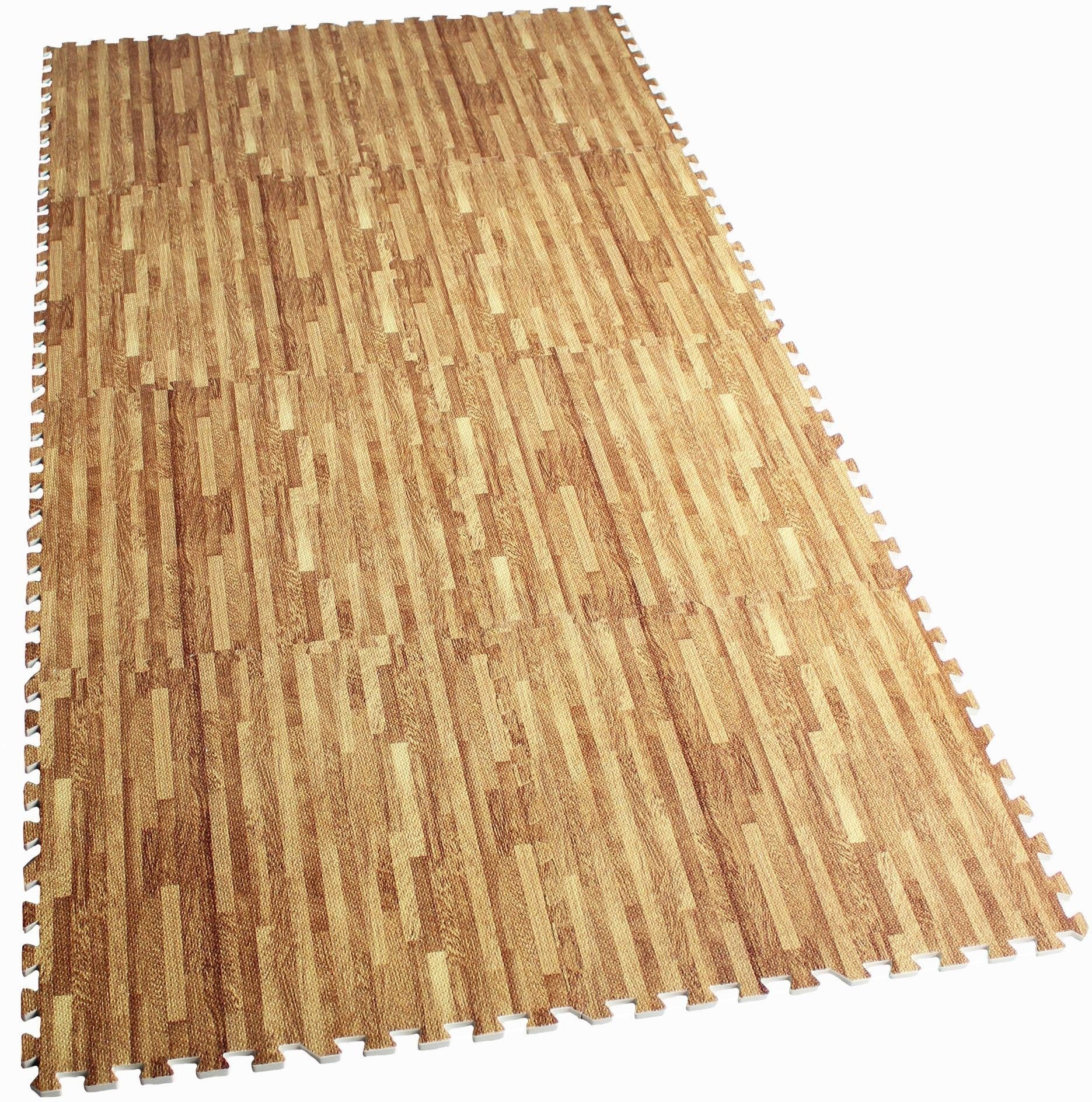 GORILLA SPORTS Bodenschutzmatte »Schutzmattenset mit acht Teilen Holzoptik«, (Set, 8 St.), Flexibel erweiterbar, hemmt Erschütterungen bis 200 kg, Anti-Rutsch Oberfläche, Schall- und Stoßdämpfend