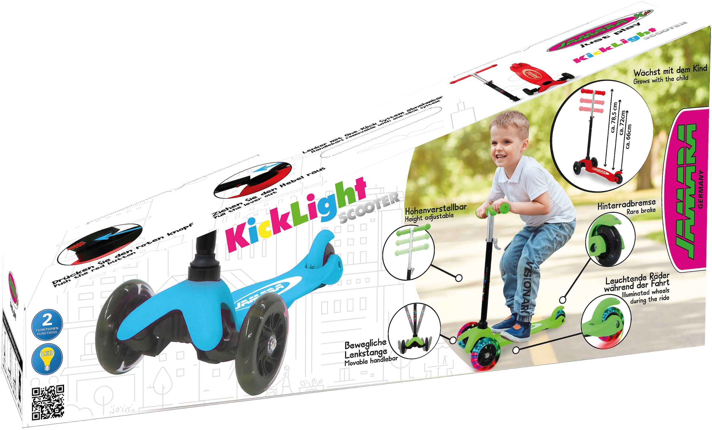 Jamara Dreiradscooter »KickLight« mit LED-Rädern