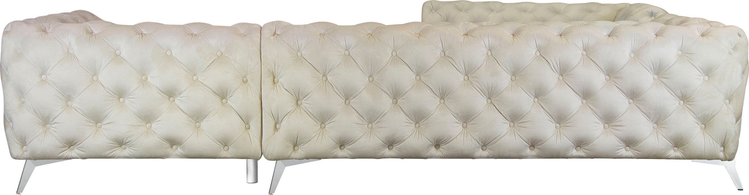 Leonique Chesterfield-Sofa »Amaury L-Form«, großes Ecksofa, Chesterfield-Optik, Breite 323 cm, Fußfarbe wählbar