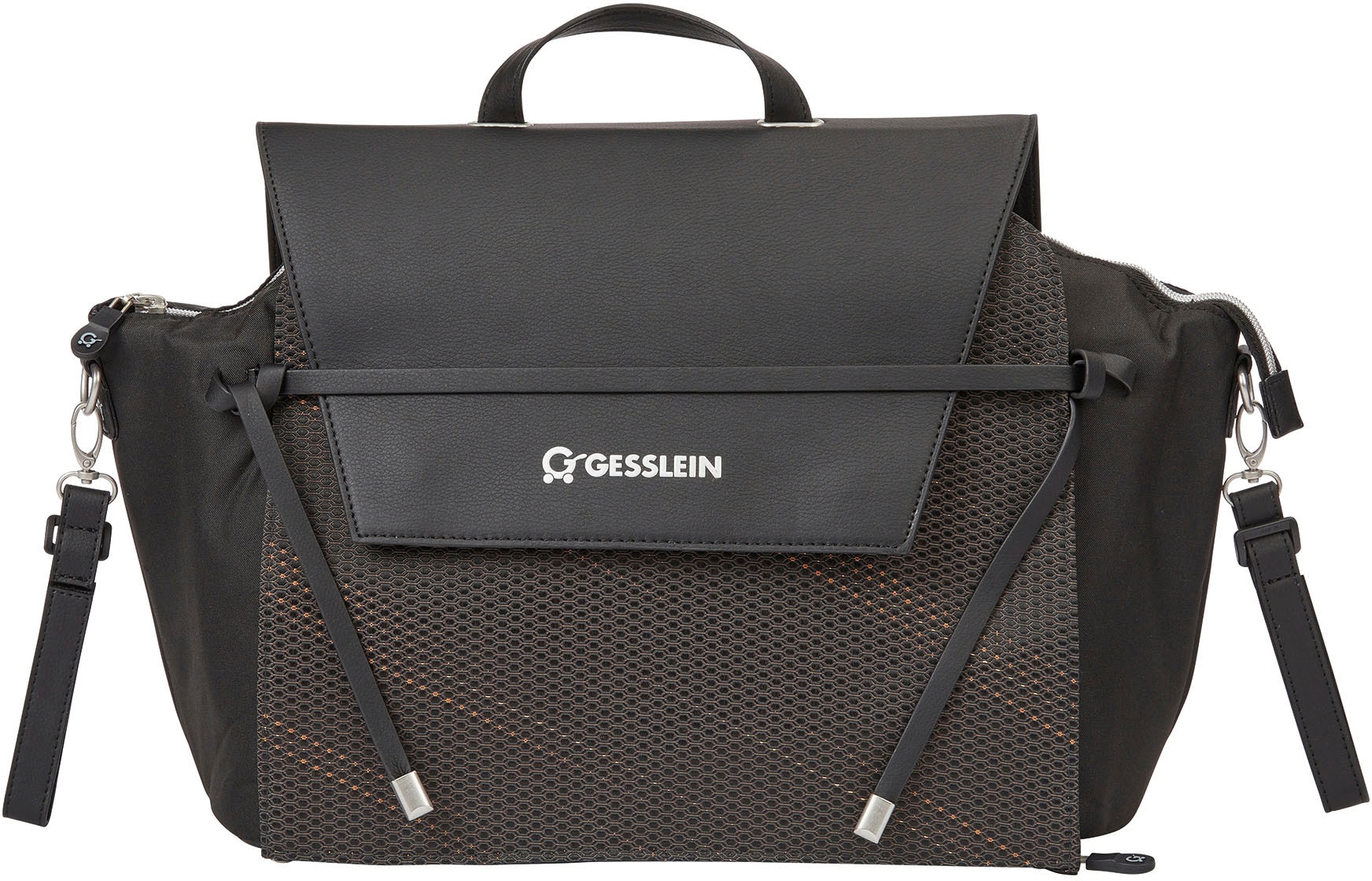 Gesslein Wickeltasche »N°4 schwarz, schwarz-kupfer«, mit Wickelauflage und Flaschenhalter, Made in Germany