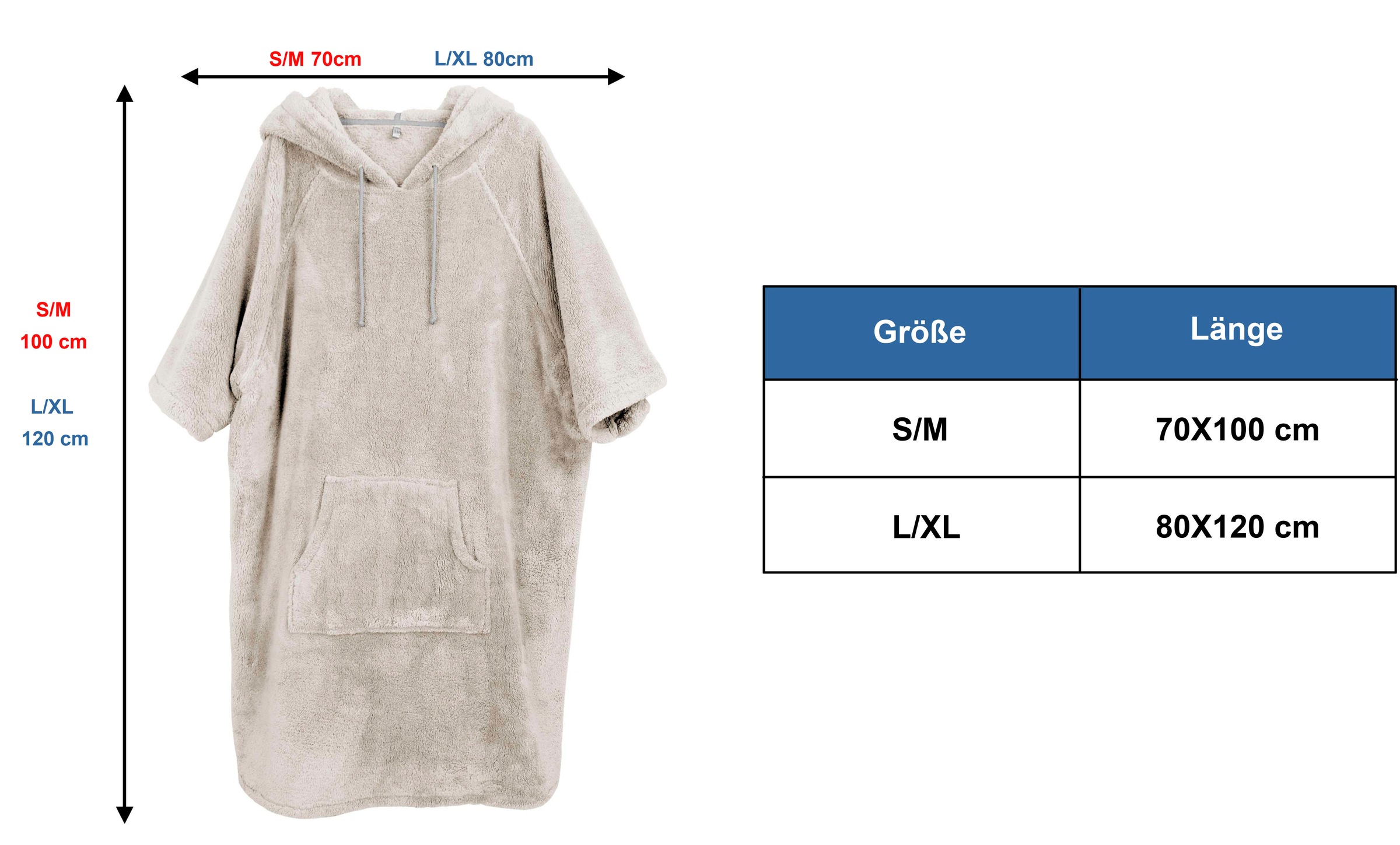 my home Badeponcho »Lillou, ideal für Sauna, Spa & im Urlaub«, (1 St.), weich und kuschelig, Fleece, Unisex, für Damen und Herren, Surfponcho
