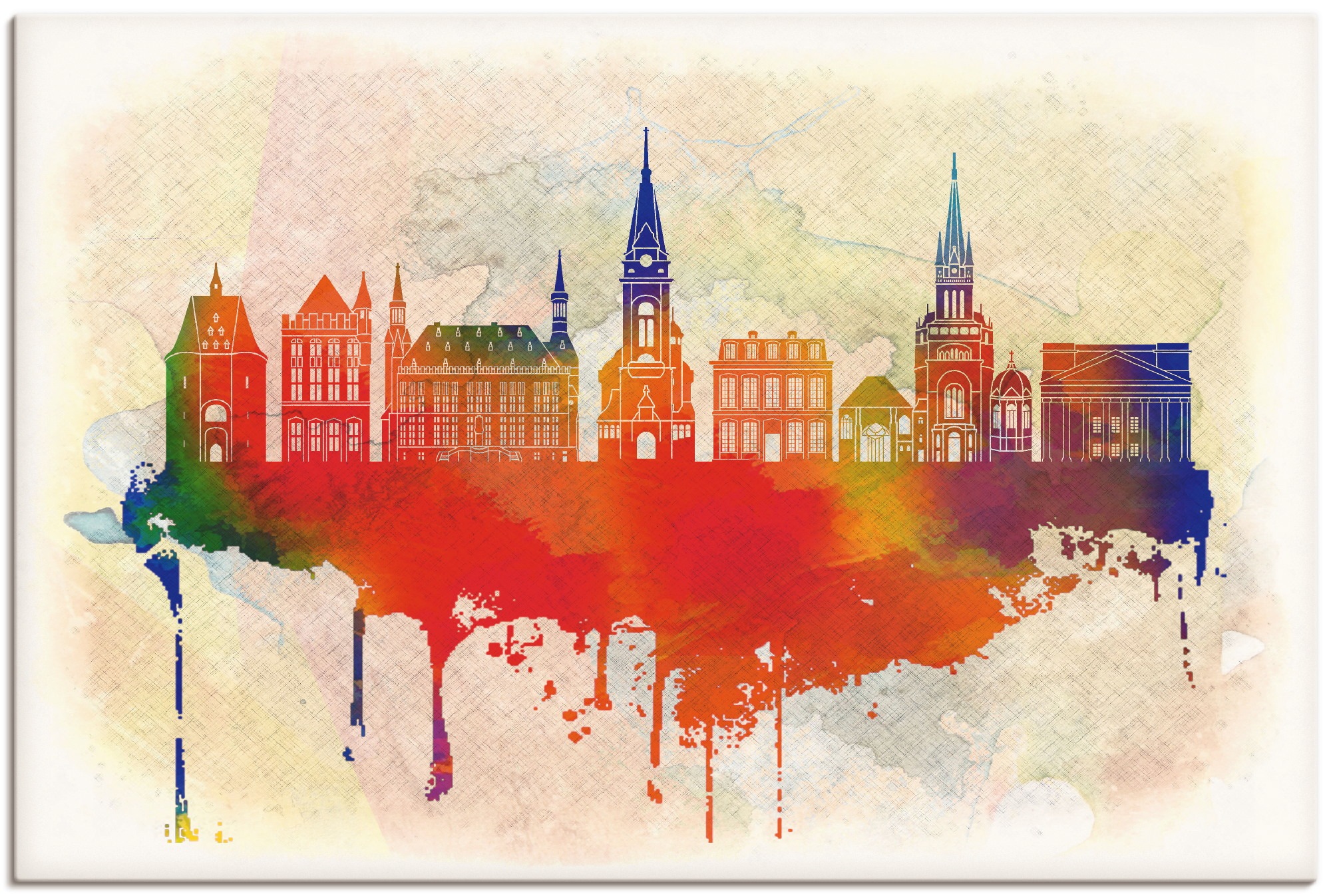 Artland Wandbild »Aachen Deutschland Skyline«, Deutschland, (1 St.), in vielen Größen & Produktarten - Alubild / Outdoorbild für den Außenbereich, Leinwandbild, Poster, Wandaufkleber / Wandtattoo auch für Badezimmer geeignet